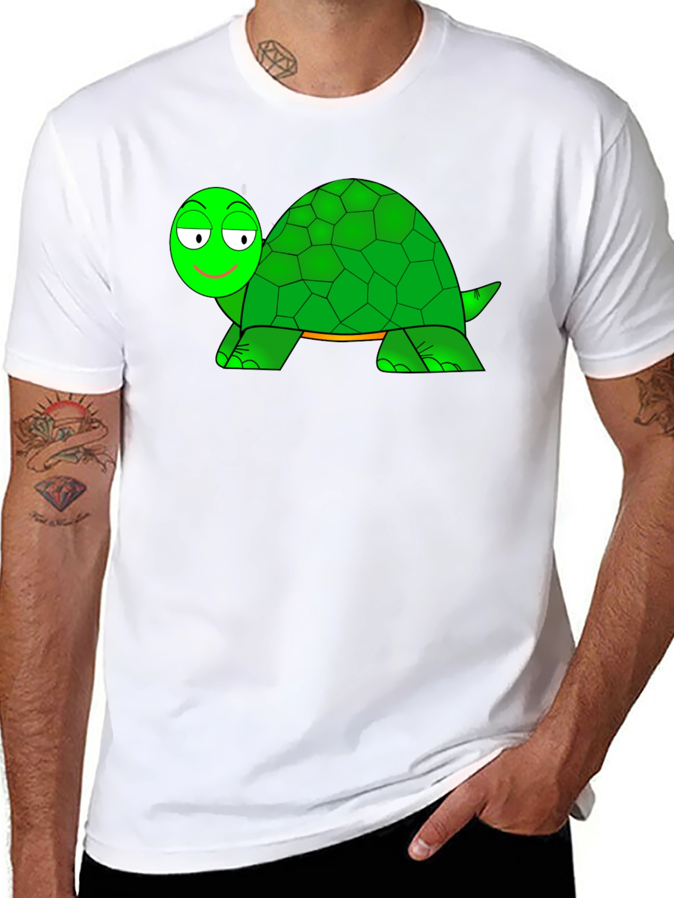 Cartoon Turtle Graphic Black T-Shirt