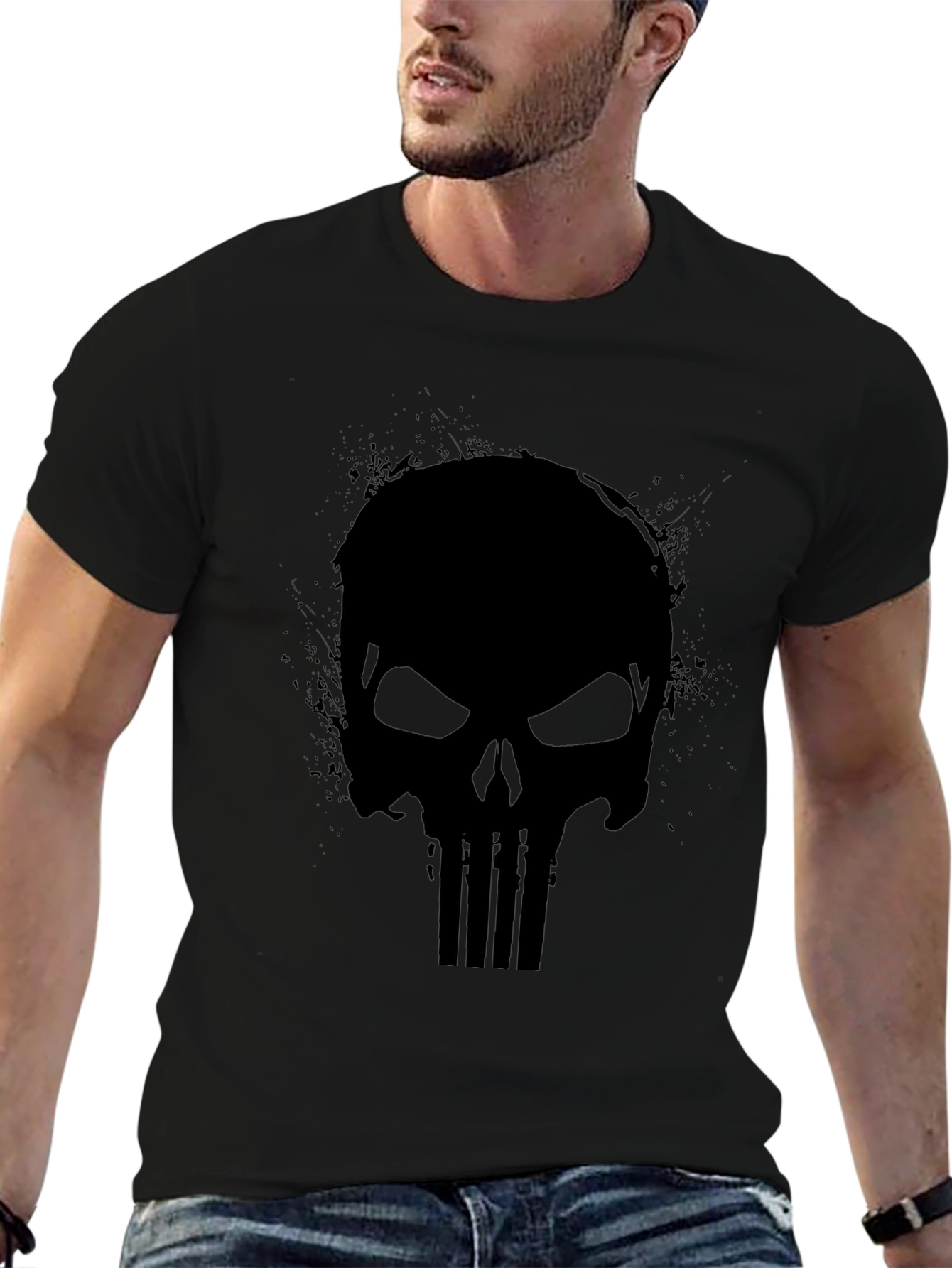 Punisher Skull Graphic Tee - Black