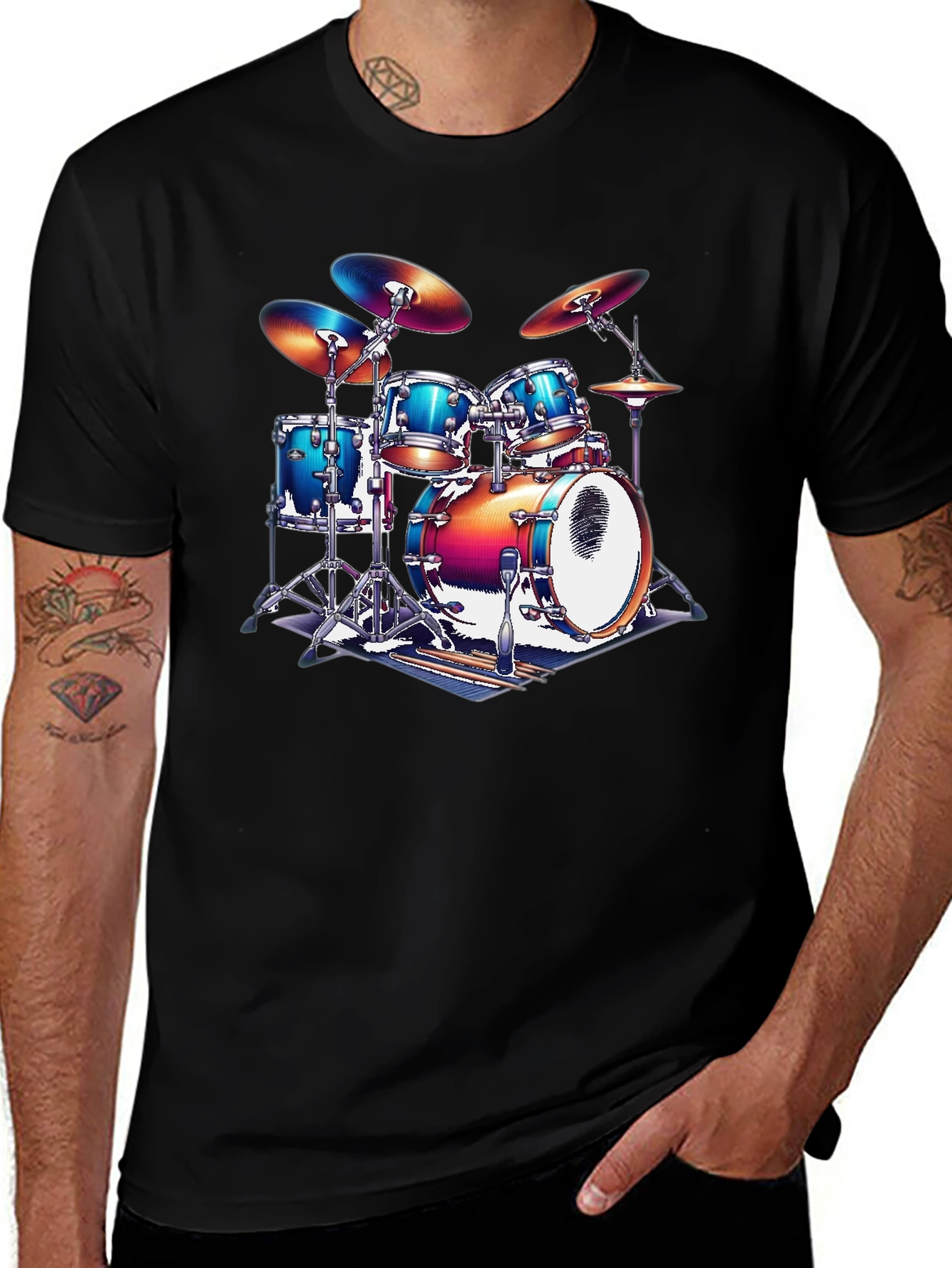 Drum Kit Graphic T-Shirt - Music Lover Tee