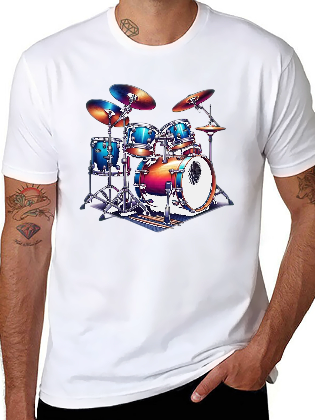 Drum Kit Graphic T-Shirt - Music Lover Tee