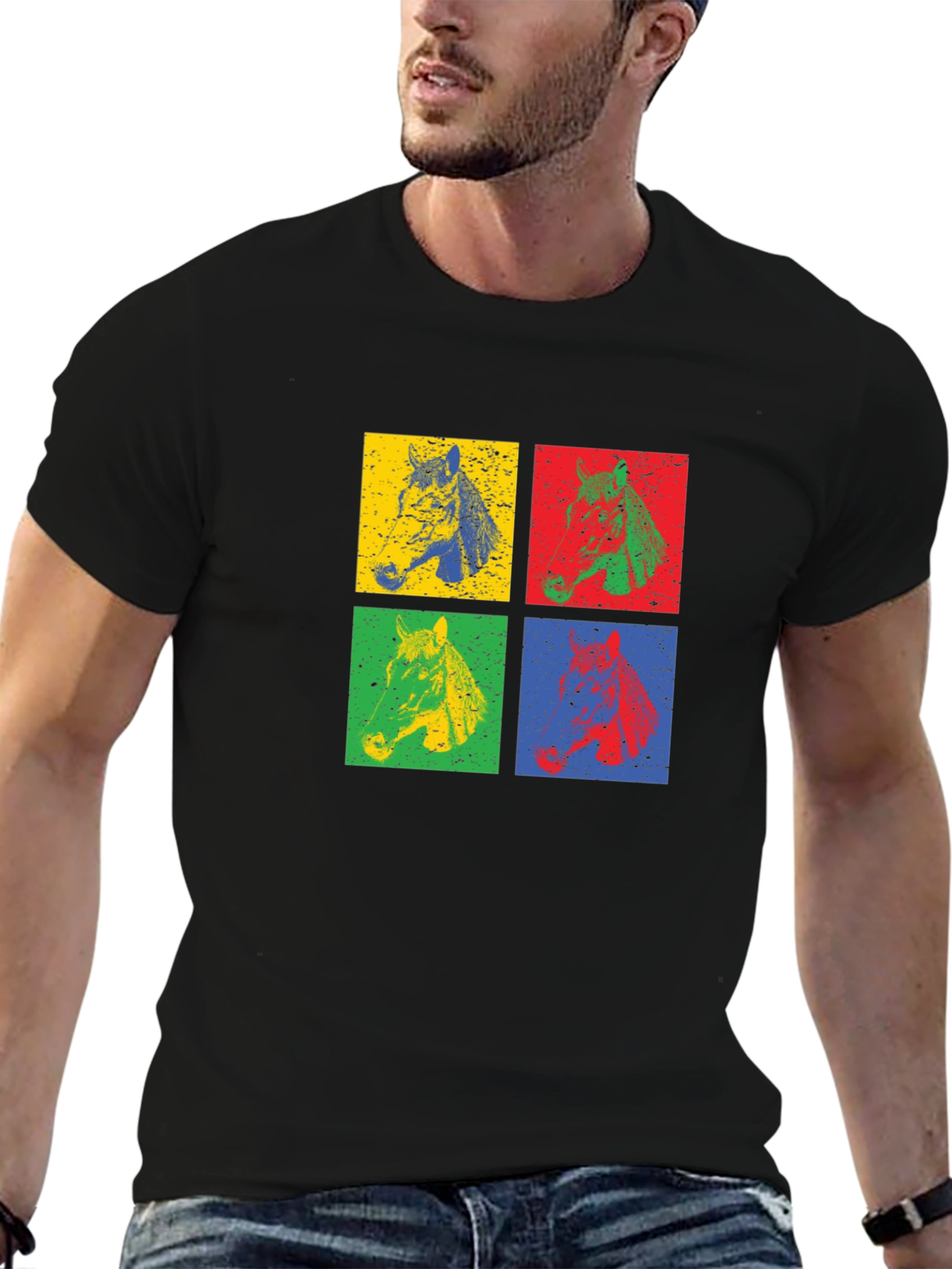 Retro Horse Graphic Tee - Black