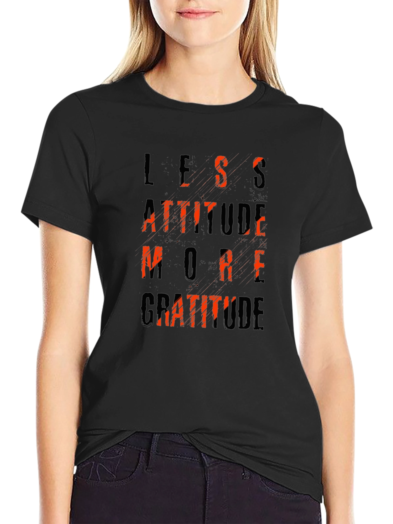 Less Attitude More Gratitude Black T-Shirt