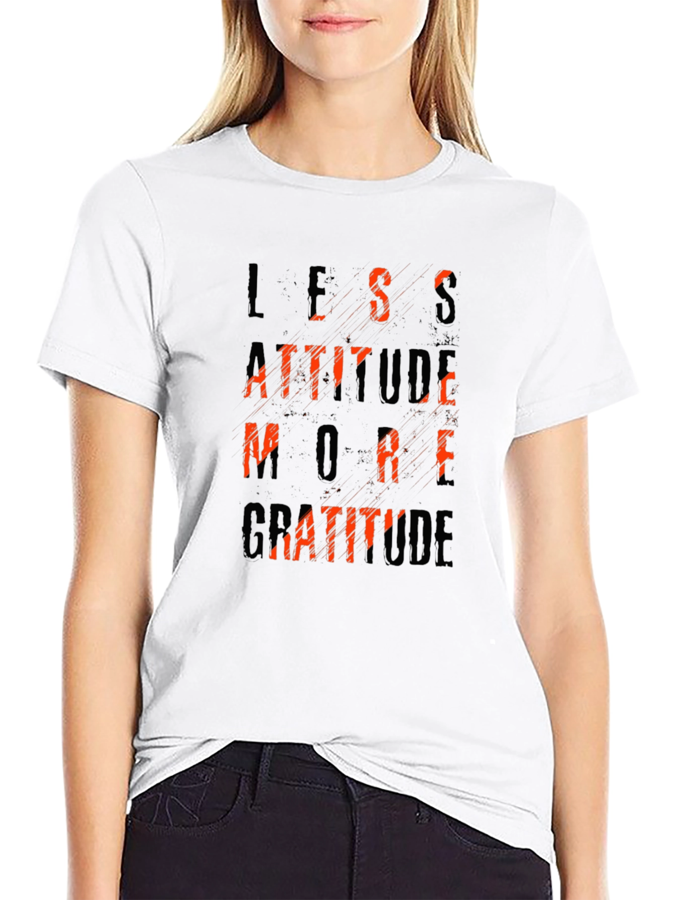 Less Attitude More Gratitude Black T-Shirt
