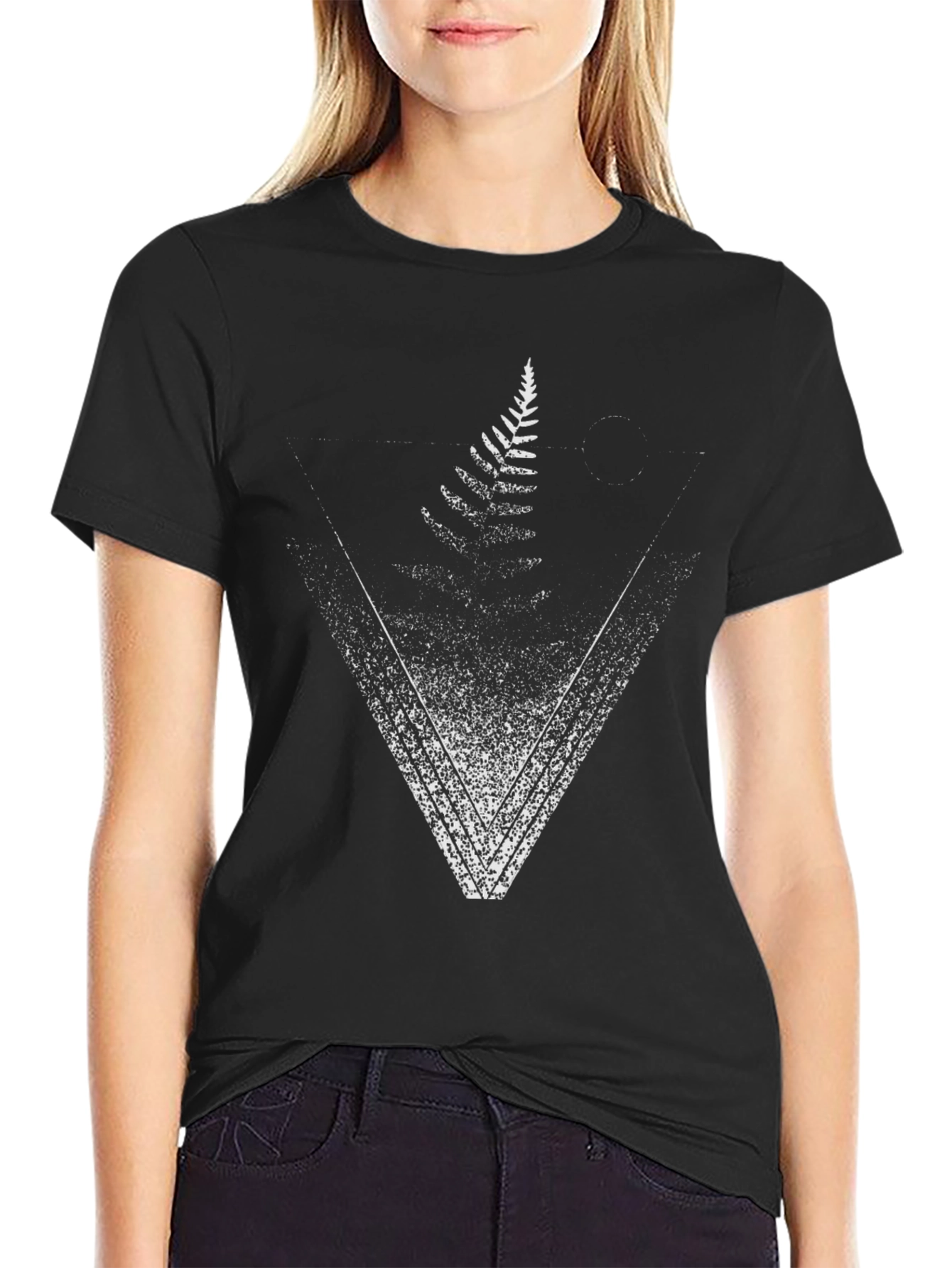 Fern Triangle Graphic T-Shirt - Black