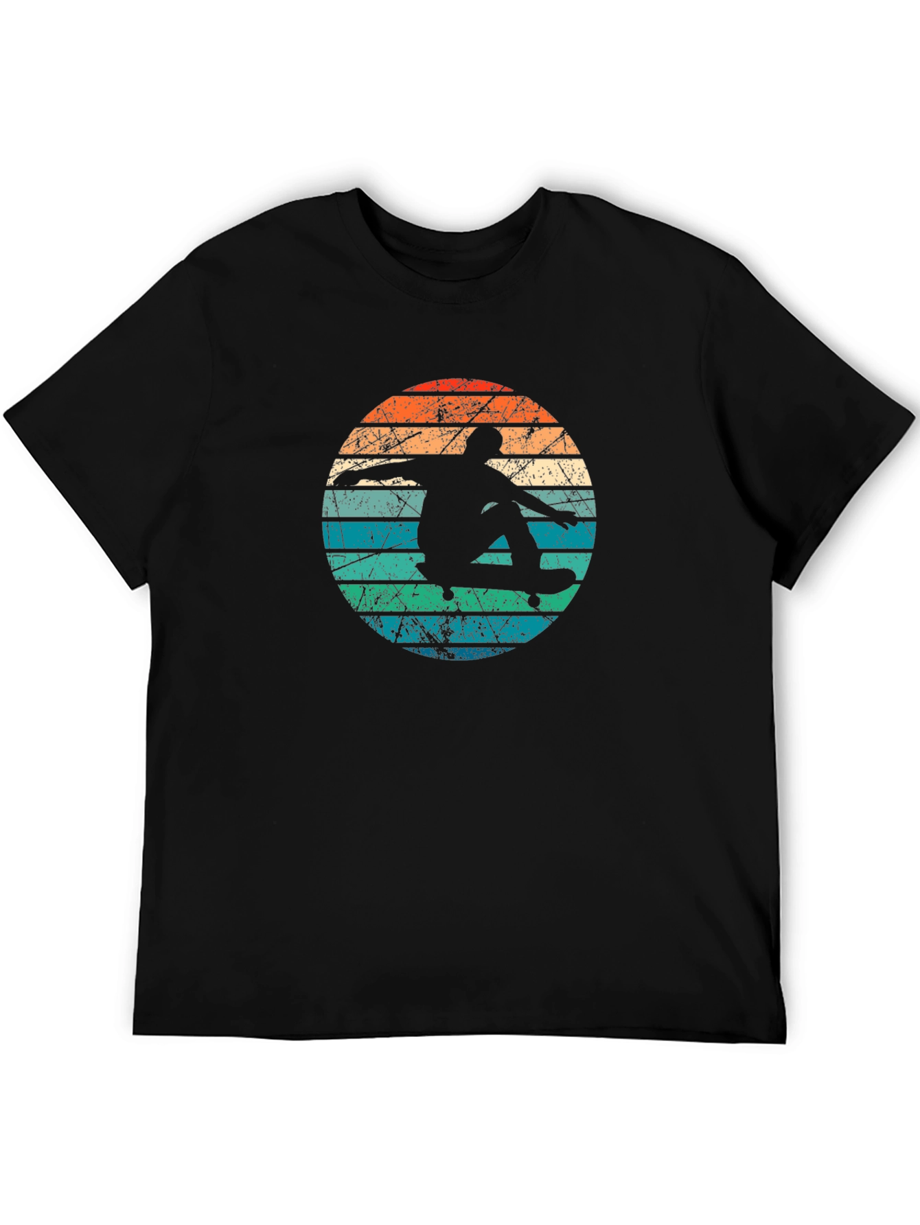 Retro Skateboarder Graphic Tee - Black