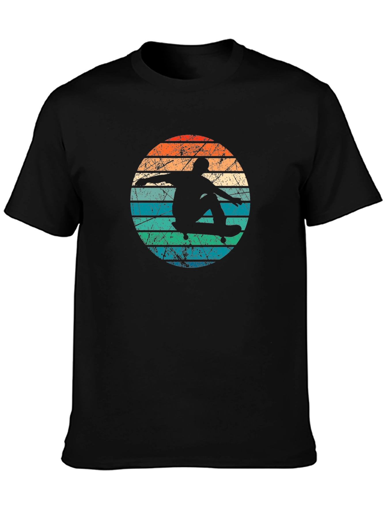 Retro Skateboarder Graphic Tee - Black