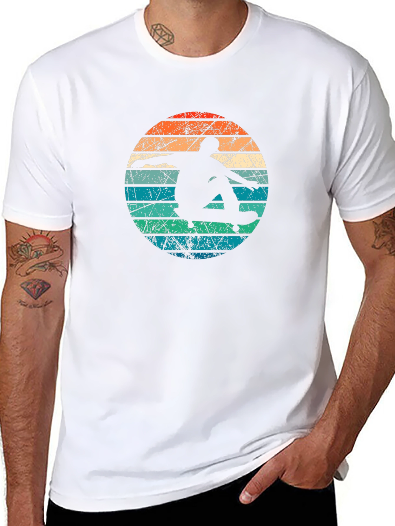 Retro Skateboarder Graphic Tee - Black
