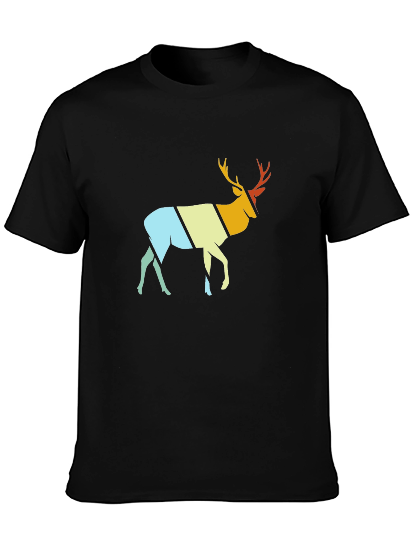 Retro Deer Graphic T-Shirt - Stylish Crew Neck Tee