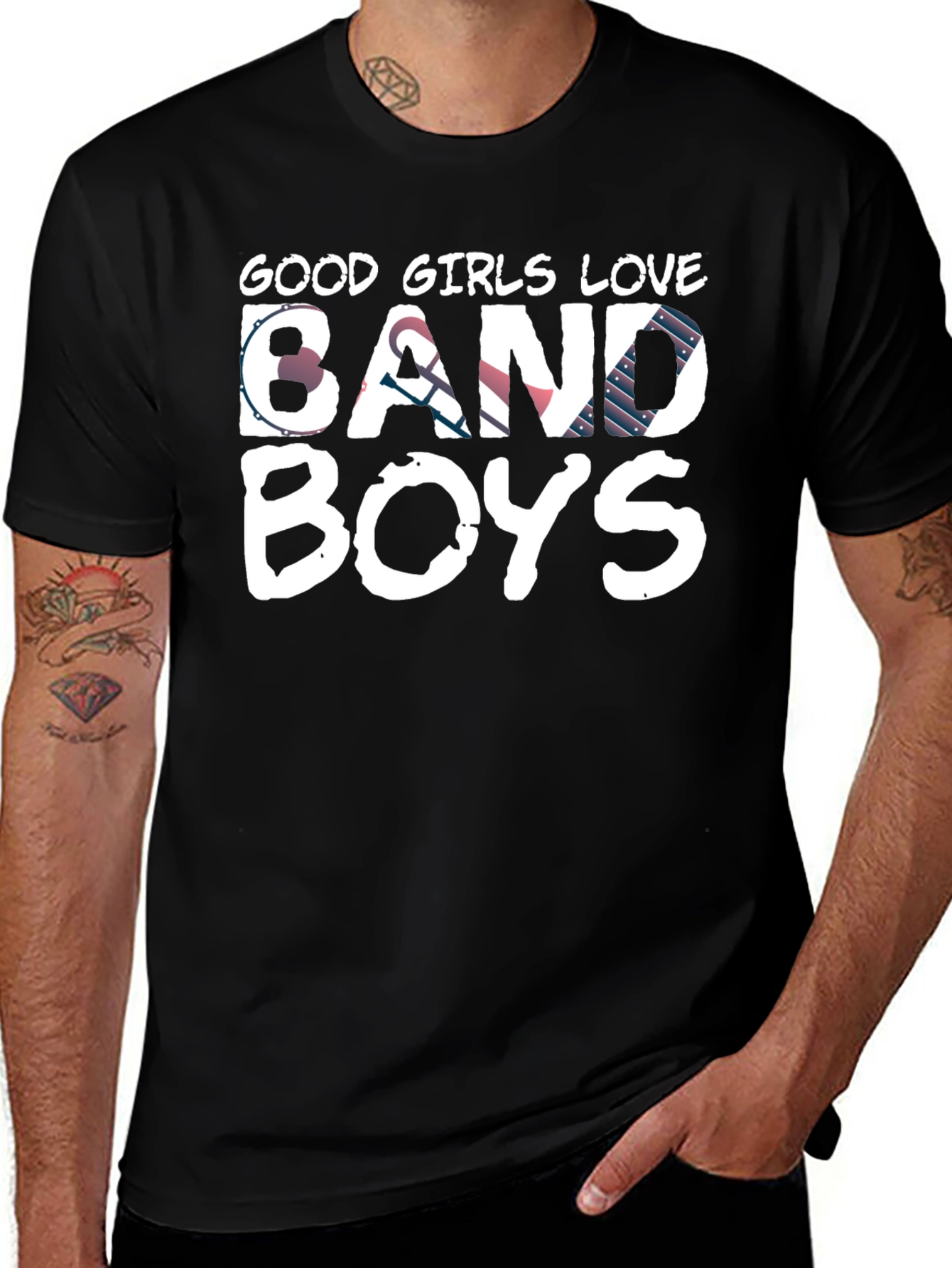 Good Girls Love Band Boys Black Graphic Tee