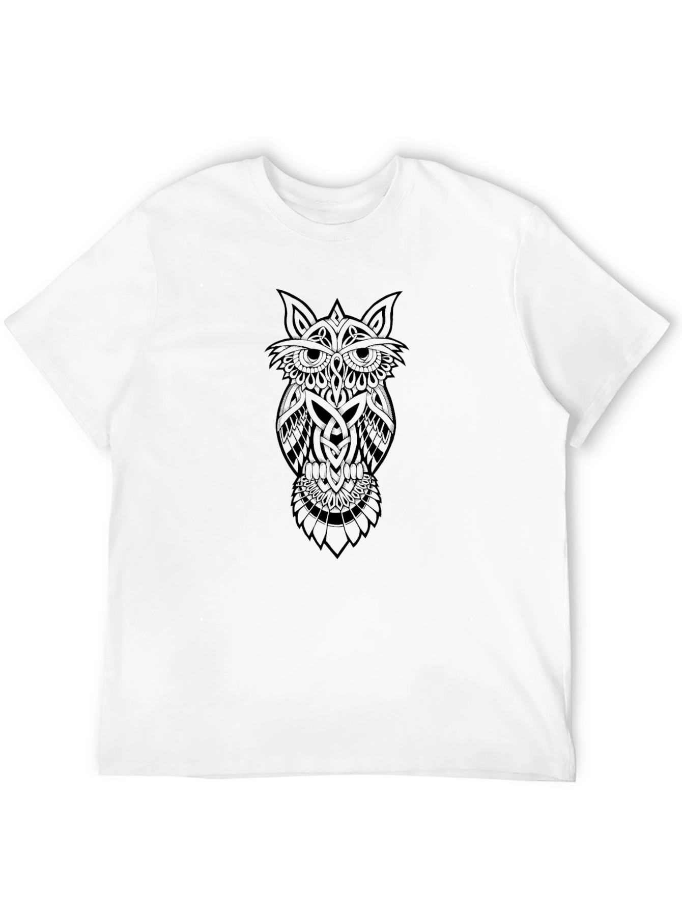 Celtic Owl Graphic Tee - Black Cotton