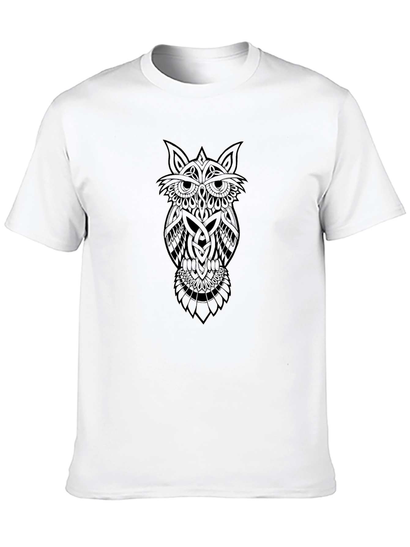 Celtic Owl Graphic Tee - Black Cotton