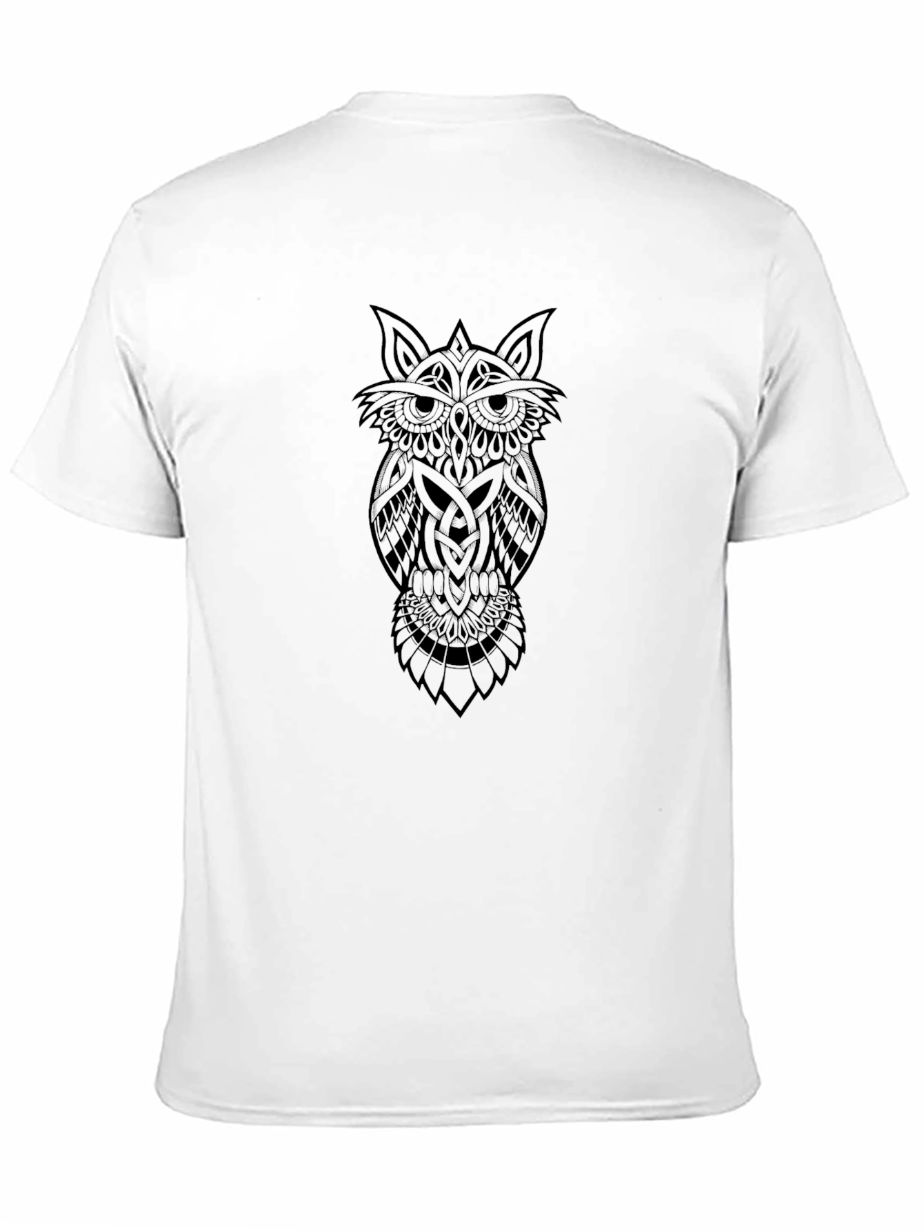 Celtic Owl Graphic Tee - Black Cotton