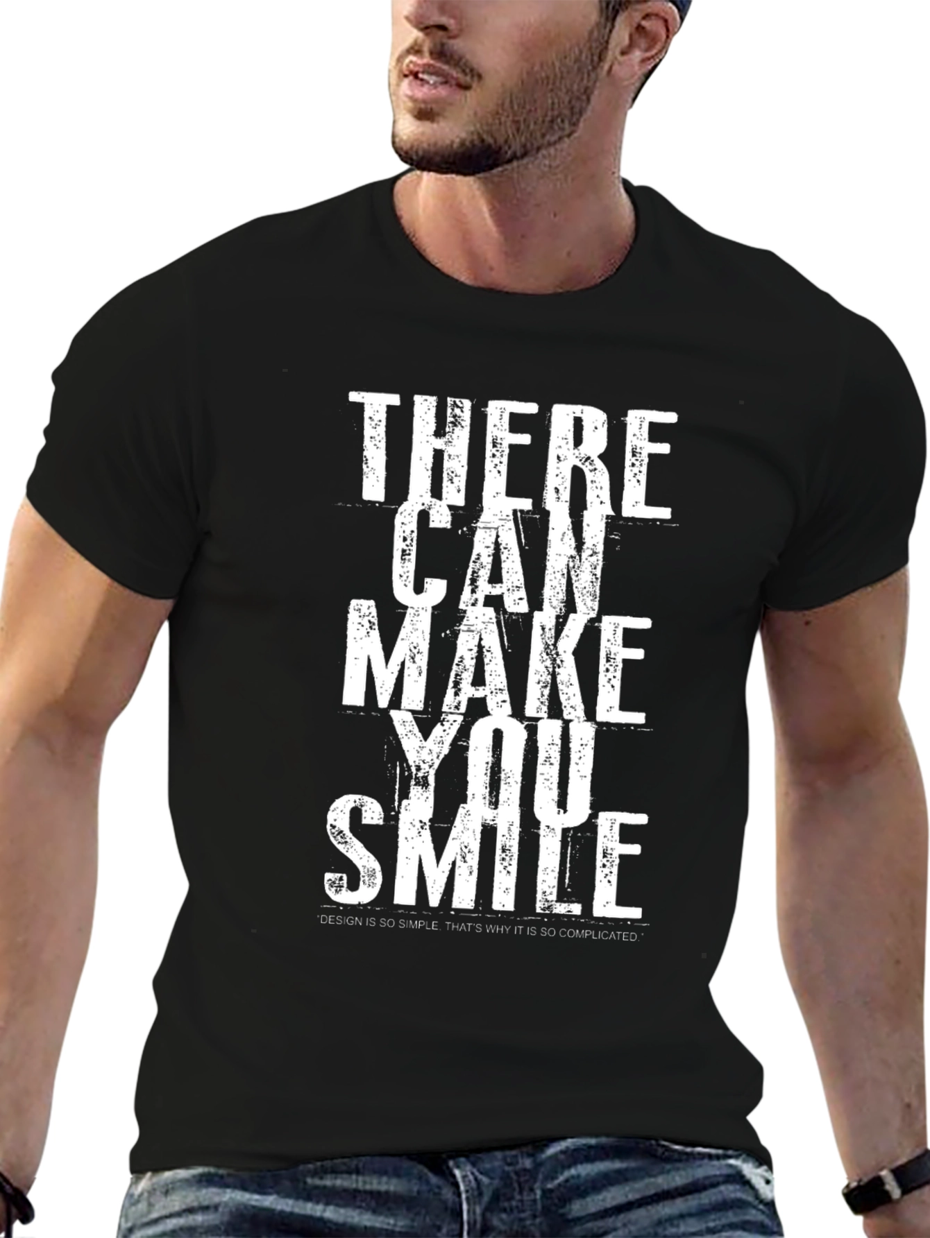 Trendy Smile Graphic Tee - Stylish Black T-Shirt