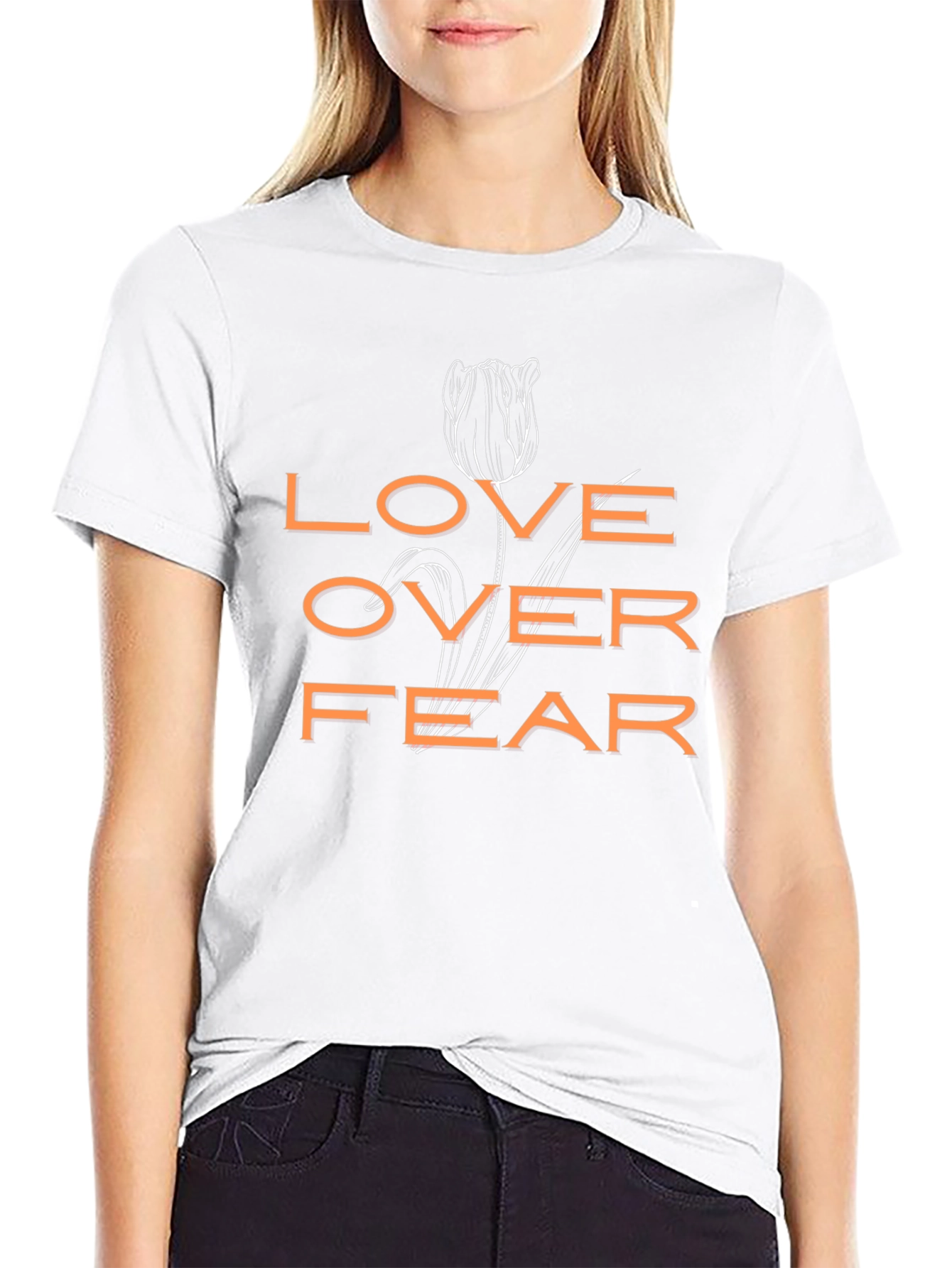 Love Over Fear Graphic Print Black T-Shirt