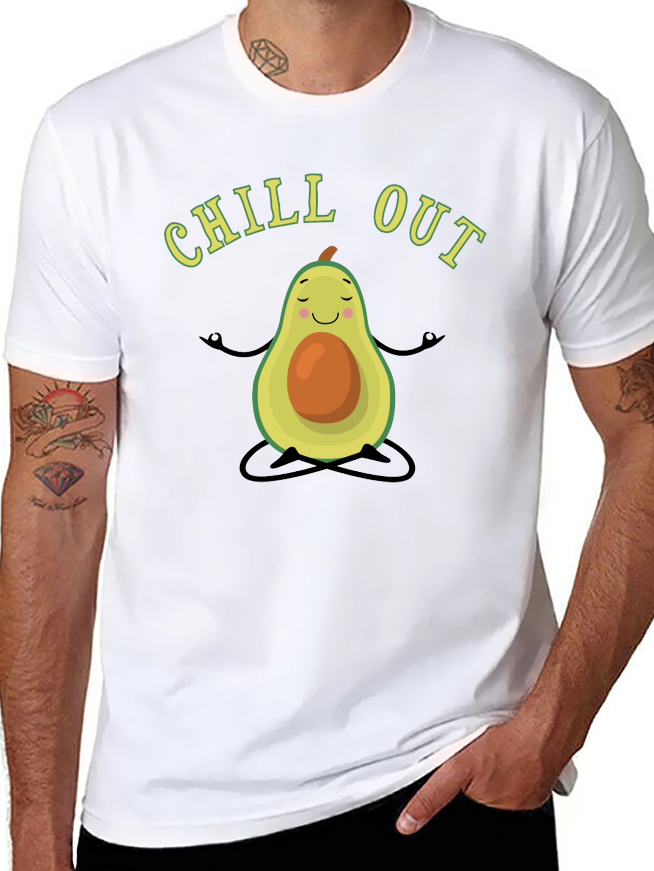Chill Out Avocado Meditation T-Shirt - Black
