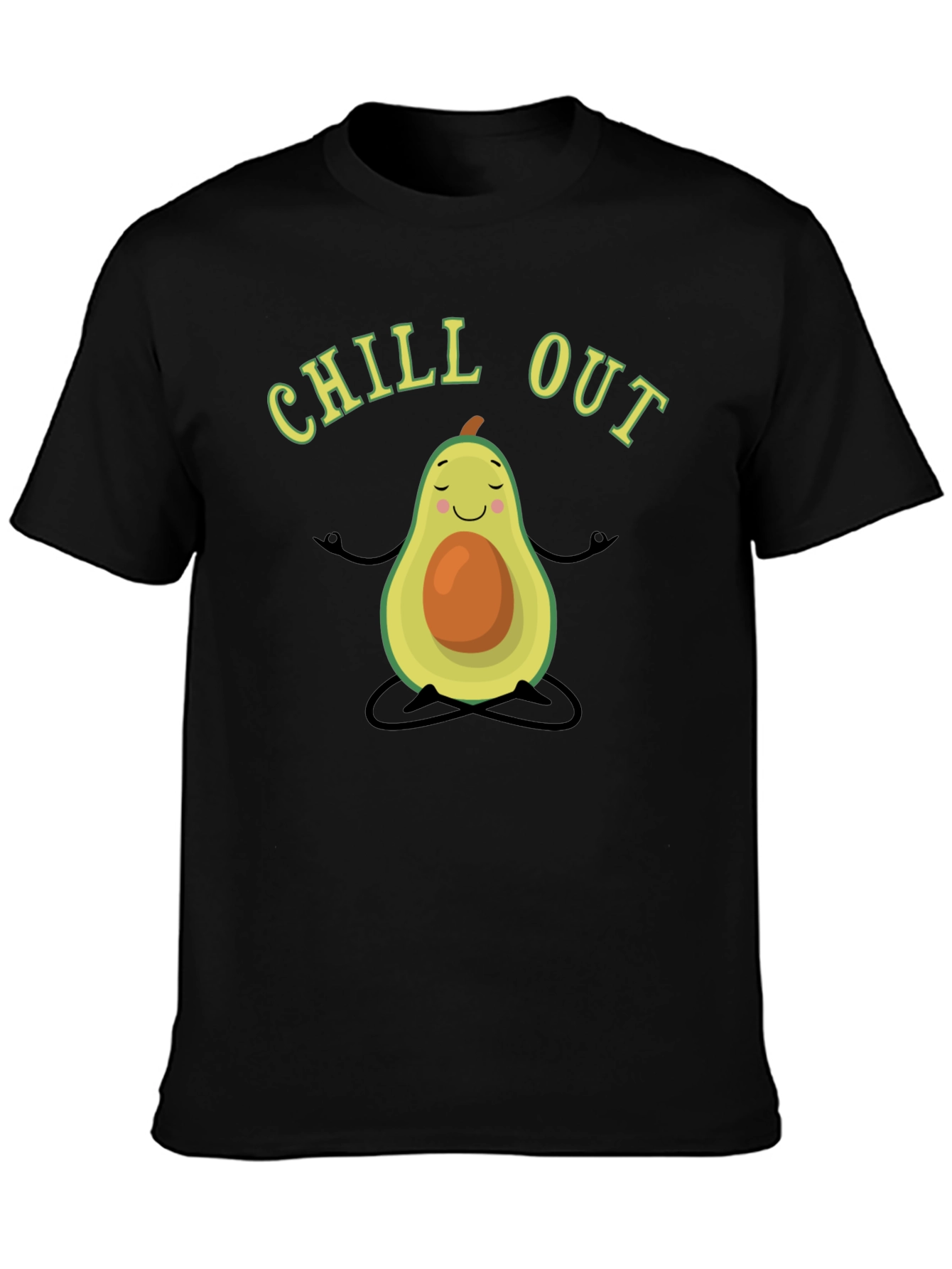 Chill Out Avocado Meditation T-Shirt - Black