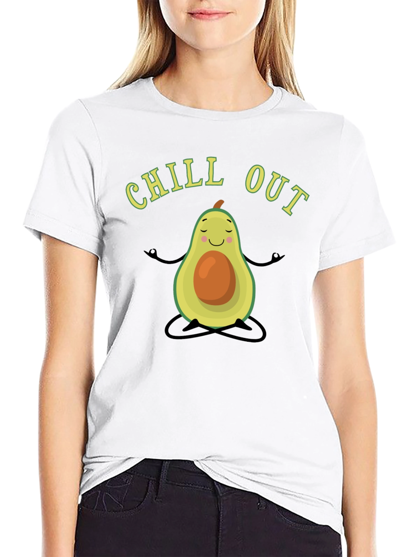 Chill Out Avocado Meditation T-Shirt - Black