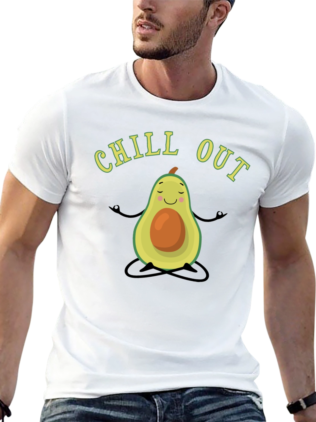 Chill Out Avocado Meditation T-Shirt - Black