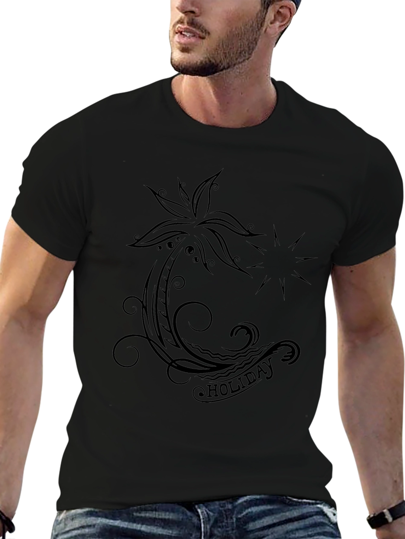 Holiday Vibes Black Graphic Tee