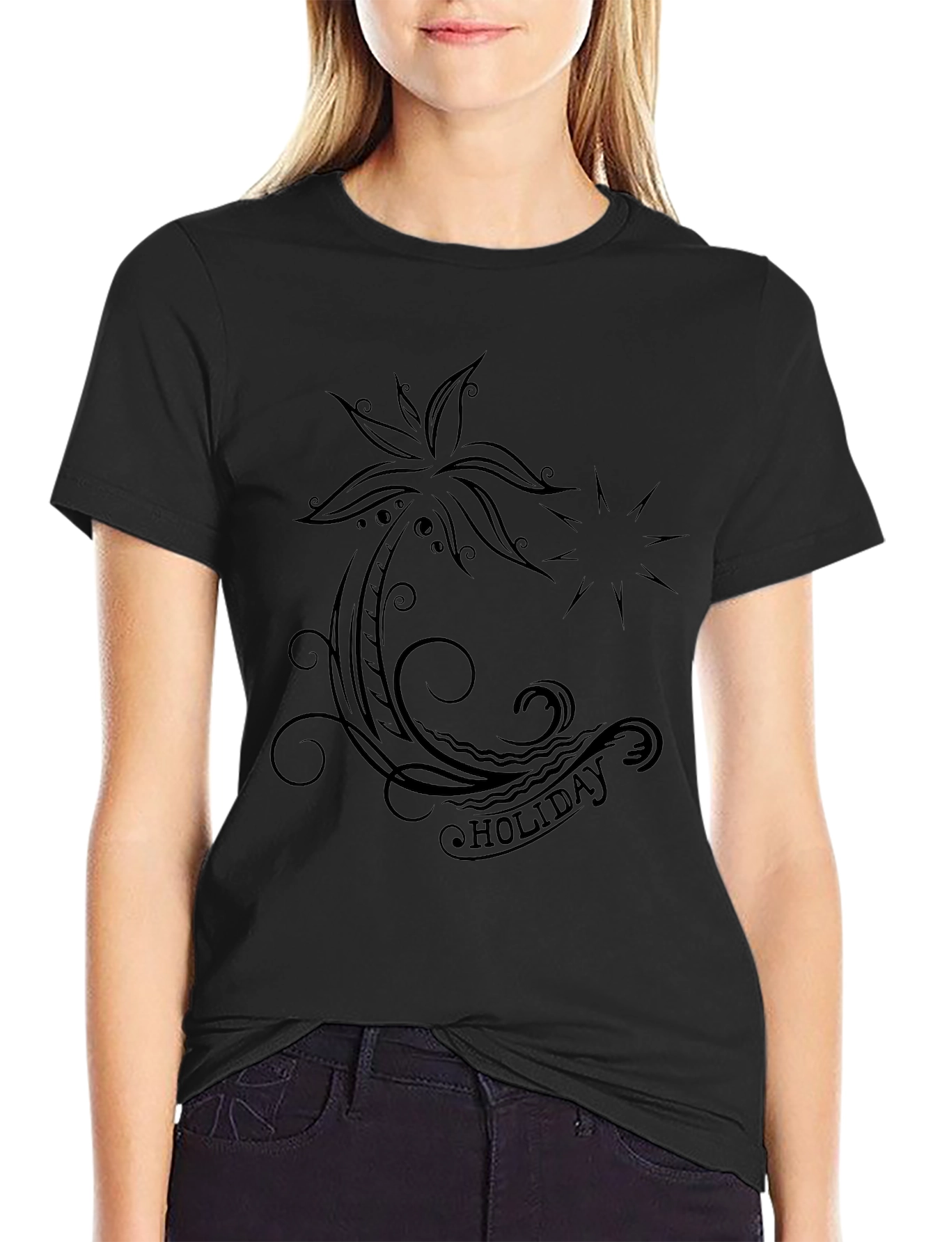 Holiday Vibes Black Graphic Tee