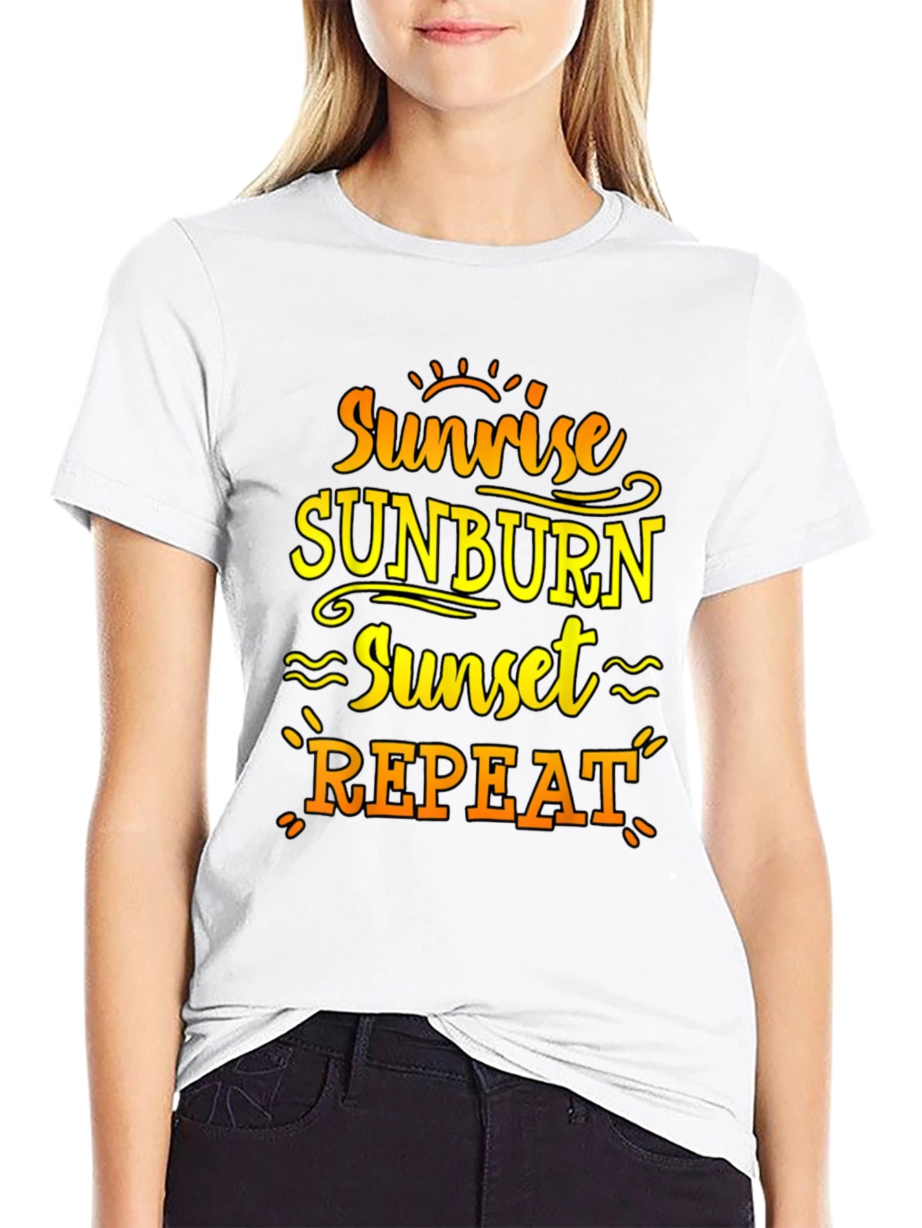 Sunrise Sunburn Sunset Repeat Black T-Shirt