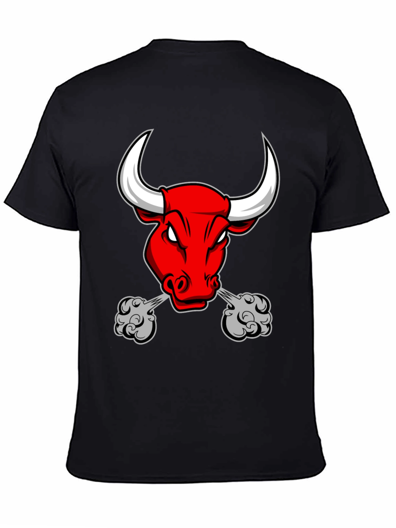 Mens Black T-Shirt with Angry Bull Graphic