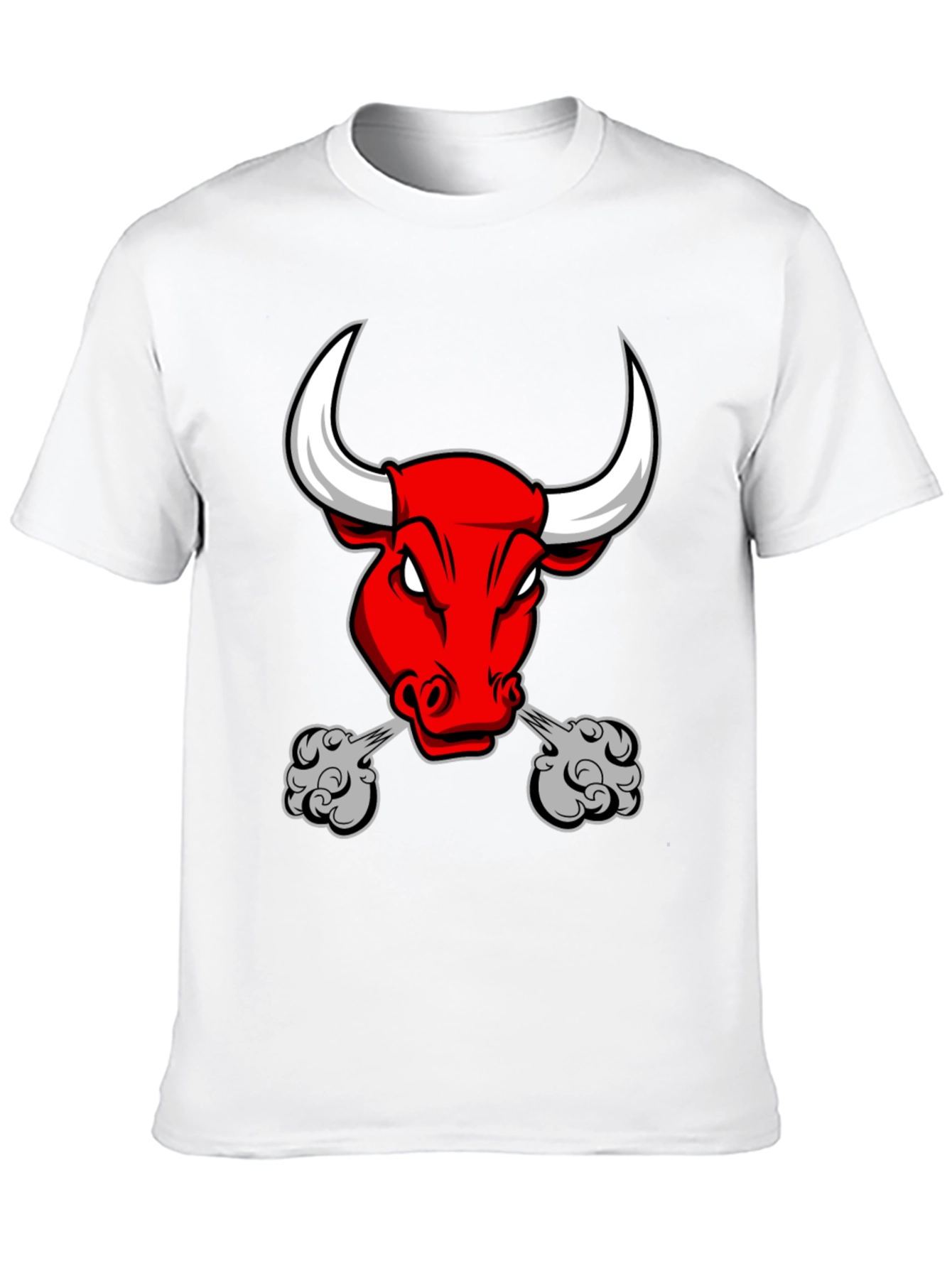 Mens Black T-Shirt with Angry Bull Graphic