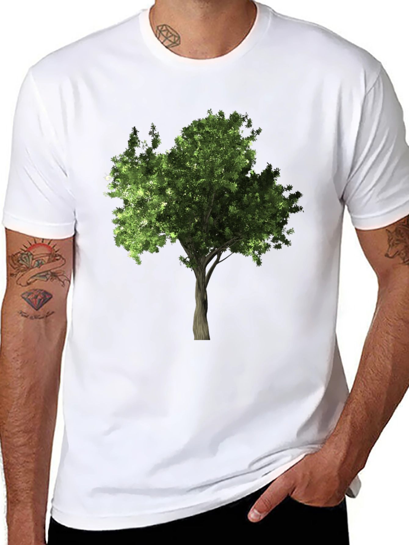 Nature Tree Graphic Tee - Black Cotton Comfort