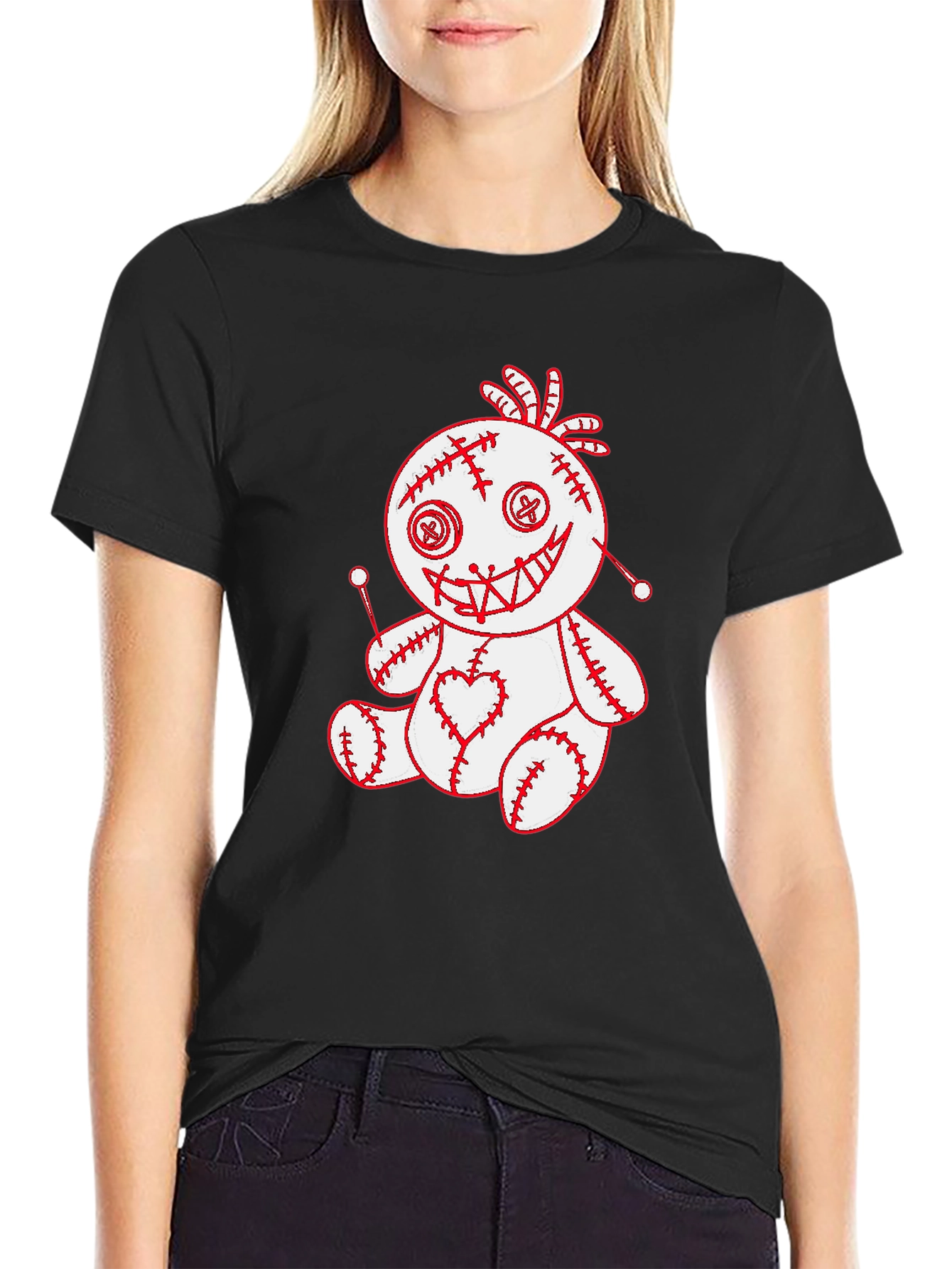Voodoo Doll Graphic Tee - Spooky Cute T-Shirt