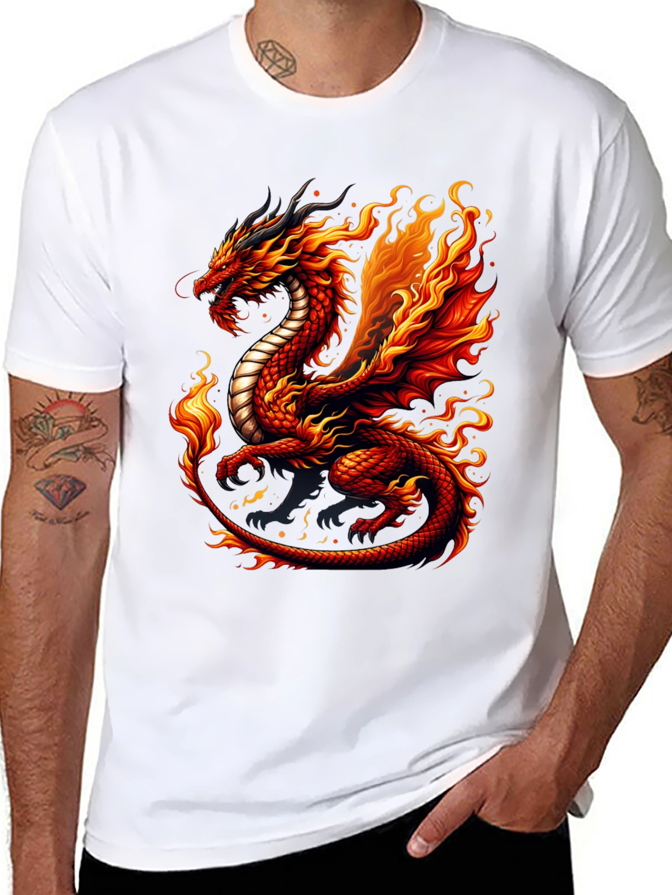 Fiery Dragon Graphic Tee - Unique Design