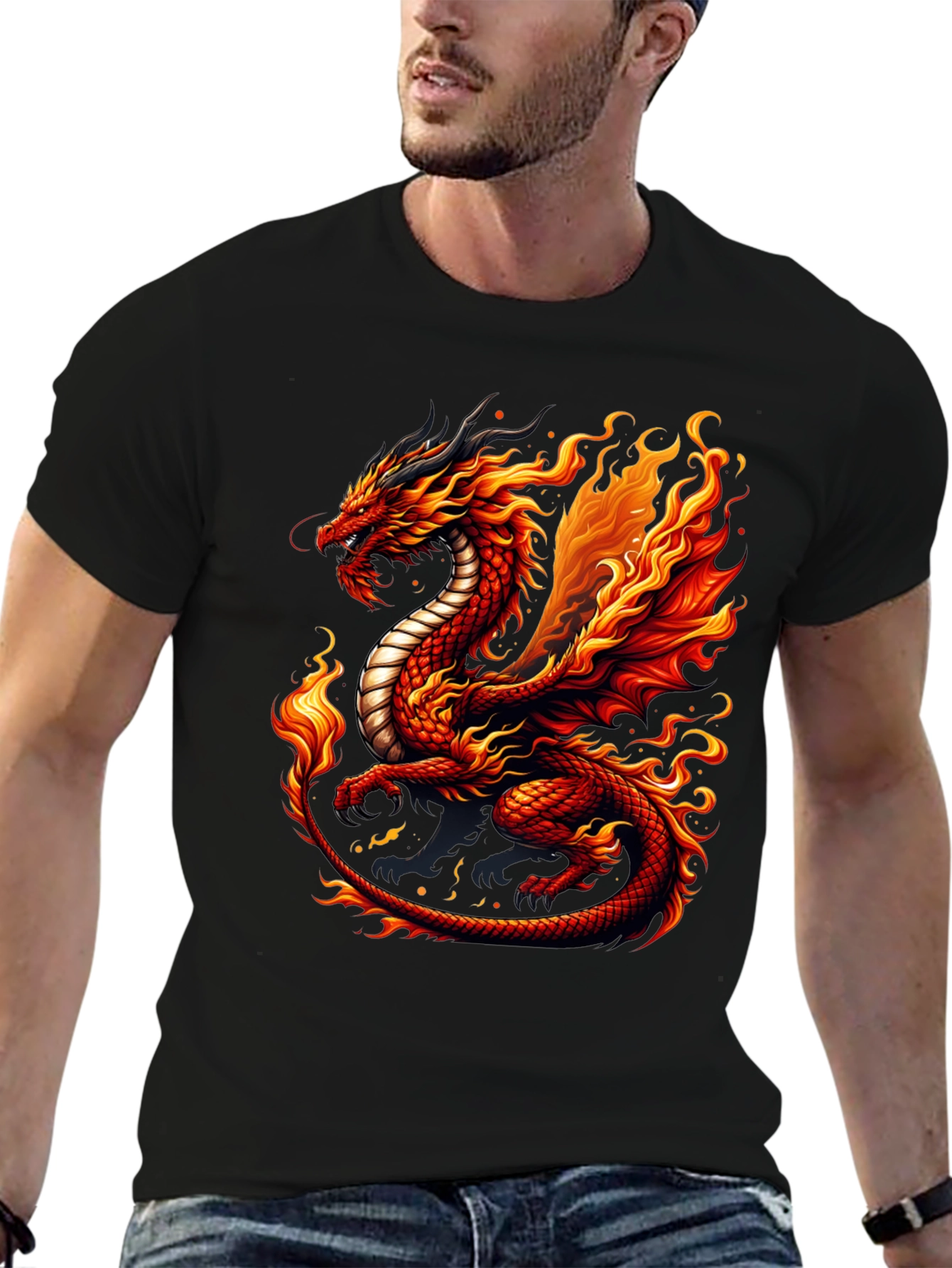 Fiery Dragon Graphic Tee - Unique Design