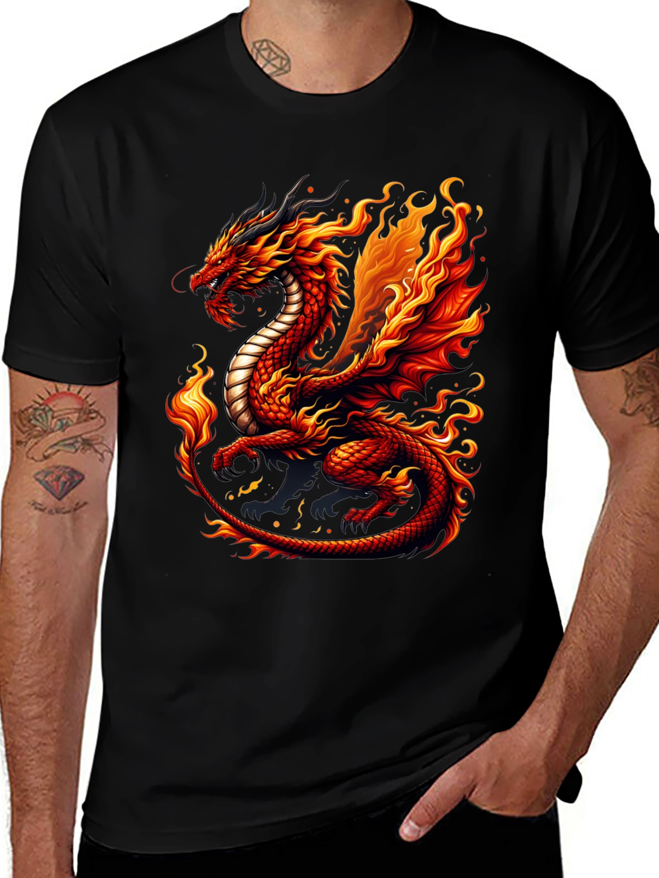 Fiery Dragon Graphic Tee - Unique Design