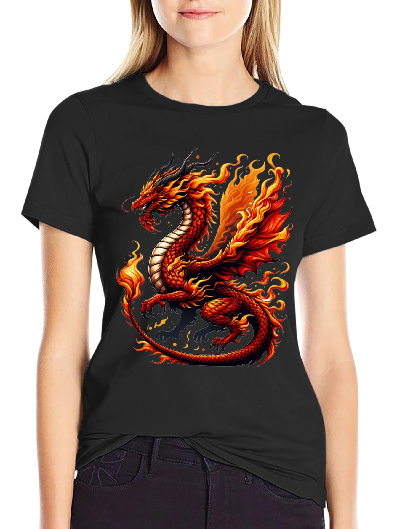 Fiery Dragon Graphic Tee - Unique Design