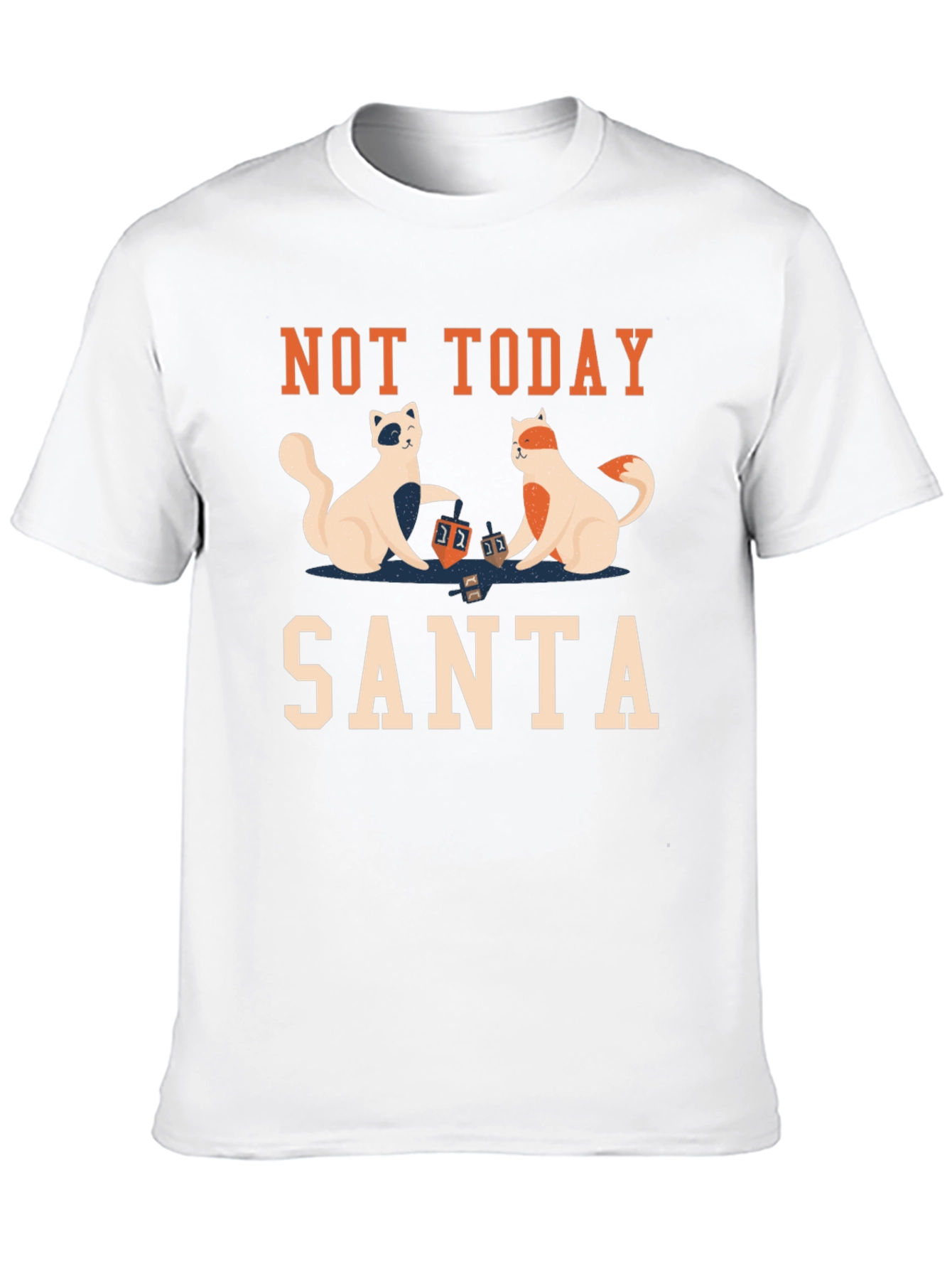 Not Today Santa T-Shirt with Cats Playing Dreidel