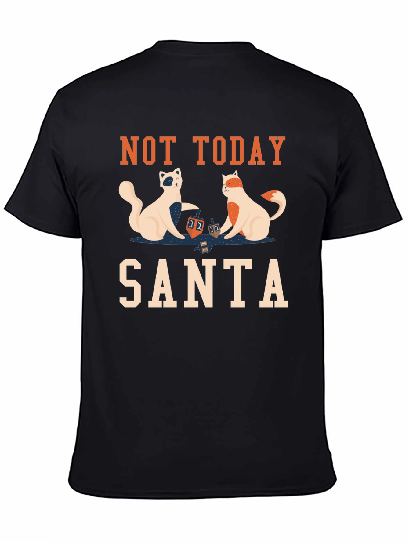 Not Today Santa T-Shirt with Cats Playing Dreidel