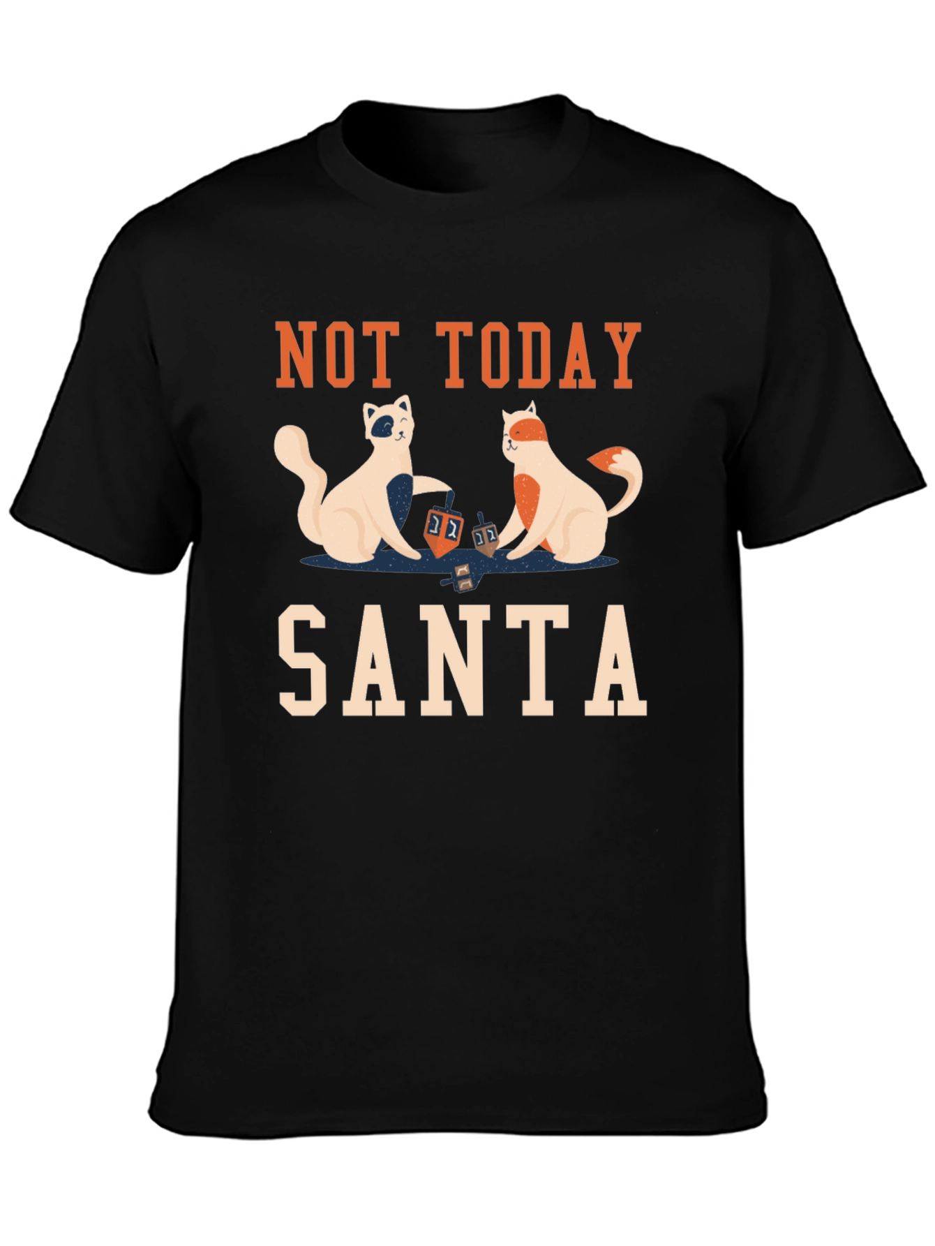 Not Today Santa T-Shirt with Cats Playing Dreidel