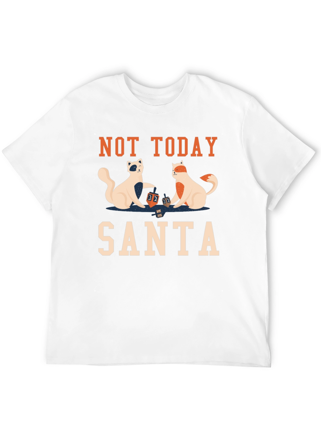 Not Today Santa T-Shirt with Cats Playing Dreidel