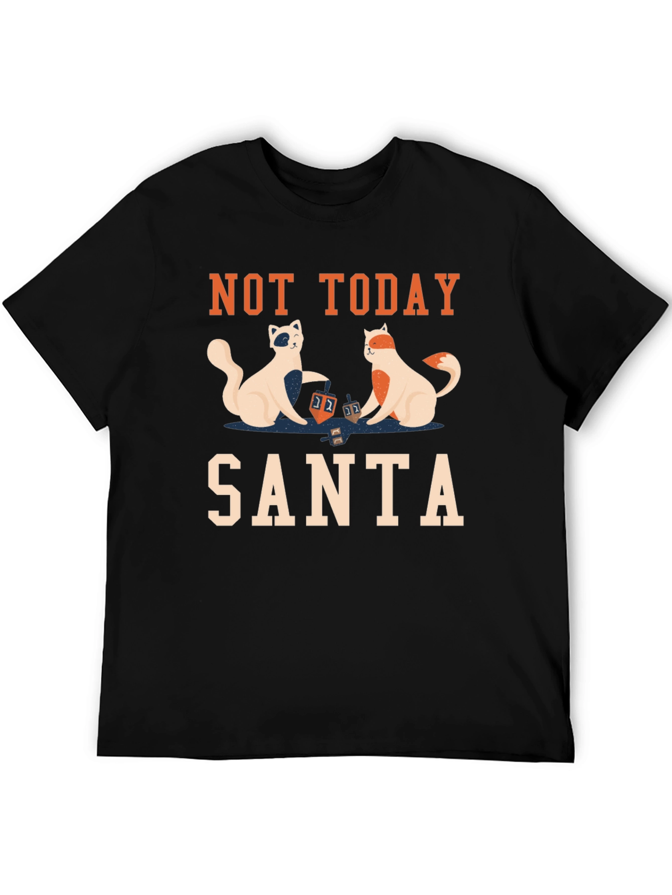 Not Today Santa T-Shirt with Cats Playing Dreidel