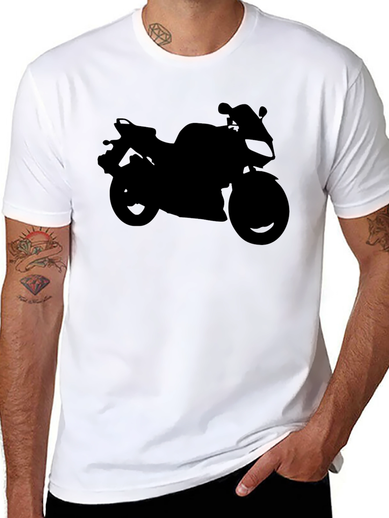 Motorcycle Silhouette Tee - Black Biker T-Shirt