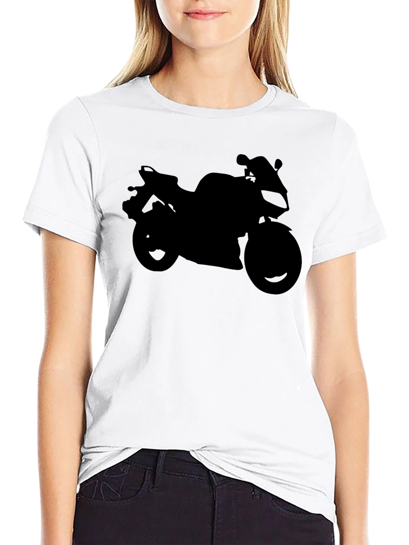 Motorcycle Silhouette Tee - Black Biker T-Shirt