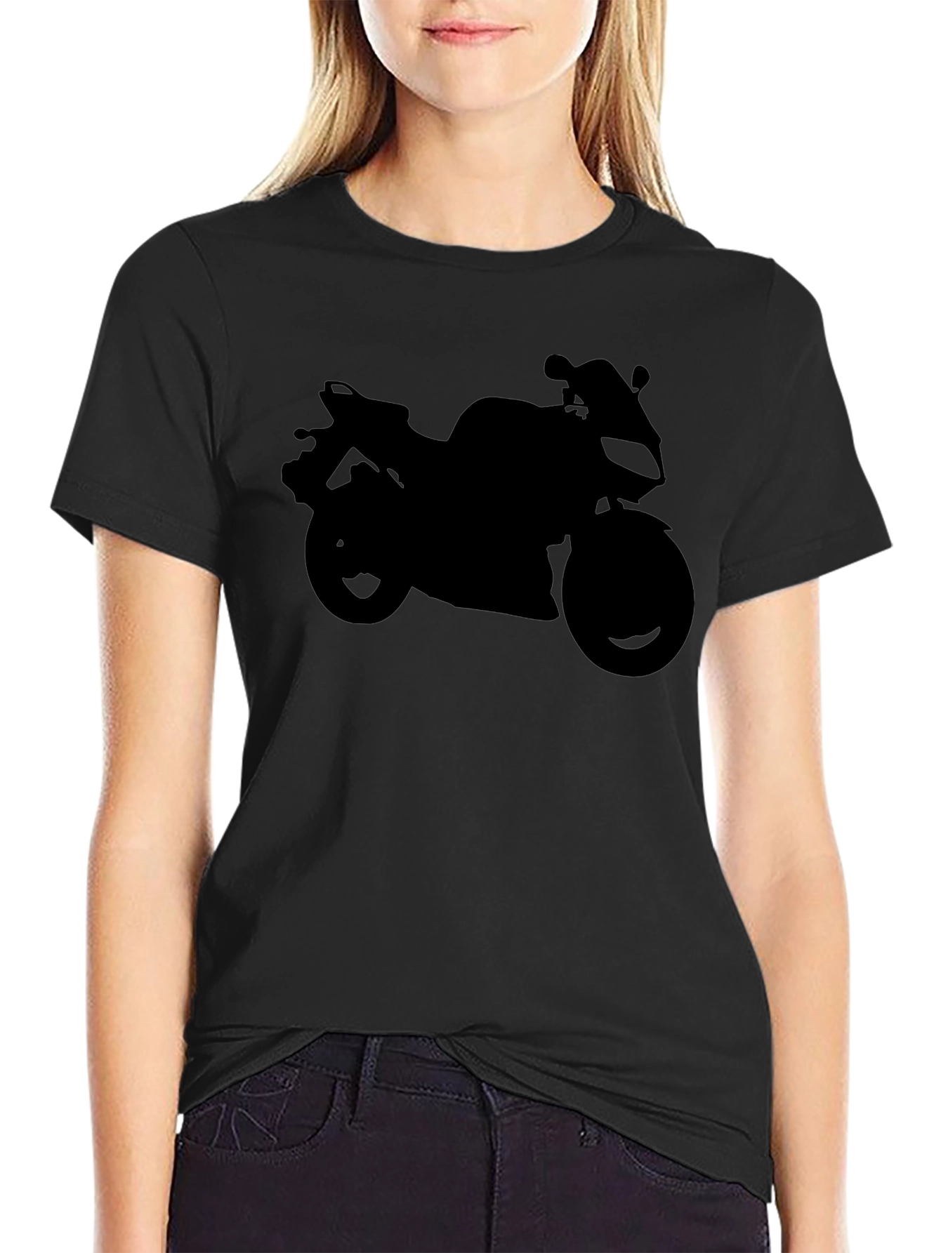 Motorcycle Silhouette Tee - Black Biker T-Shirt