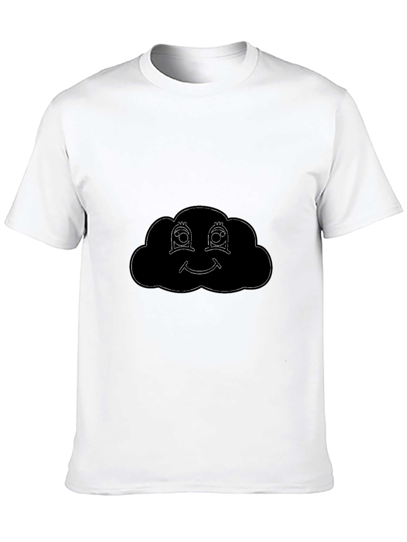 Smiling Cloud Graphic Tee - Black Cotton Comfort