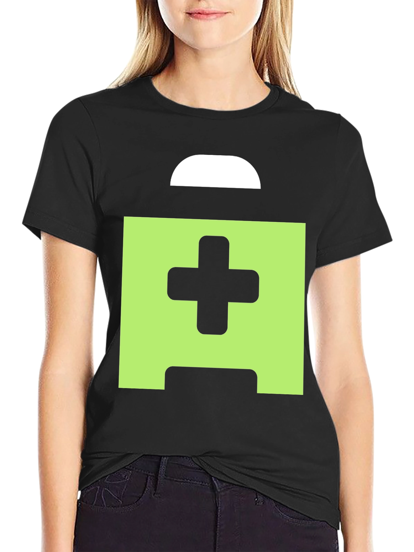 Pixelated Cross Graphic Black Tee Shirt
