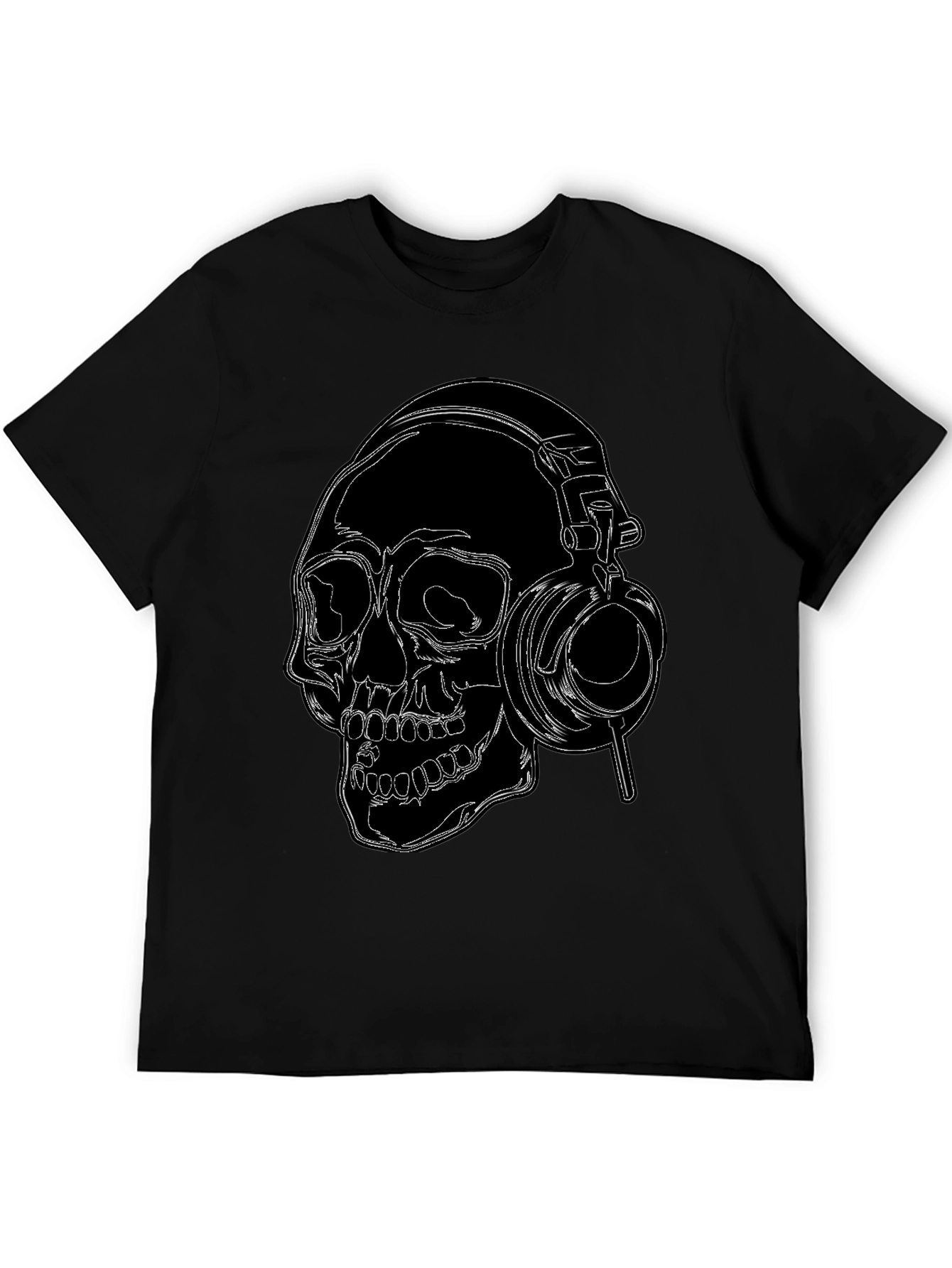 Skull With Headphones Graphic T-Shirt