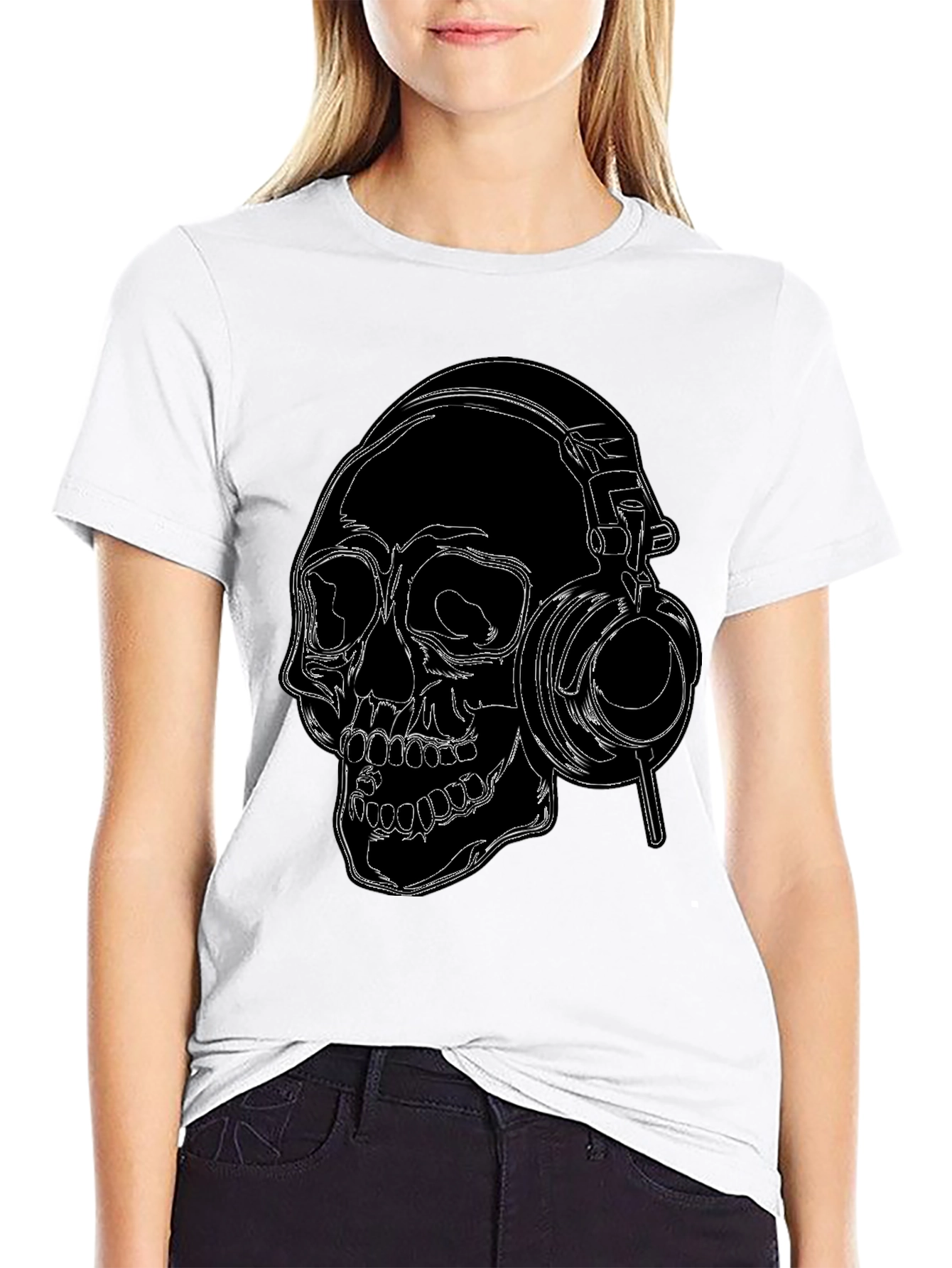 Skull With Headphones Graphic T-Shirt