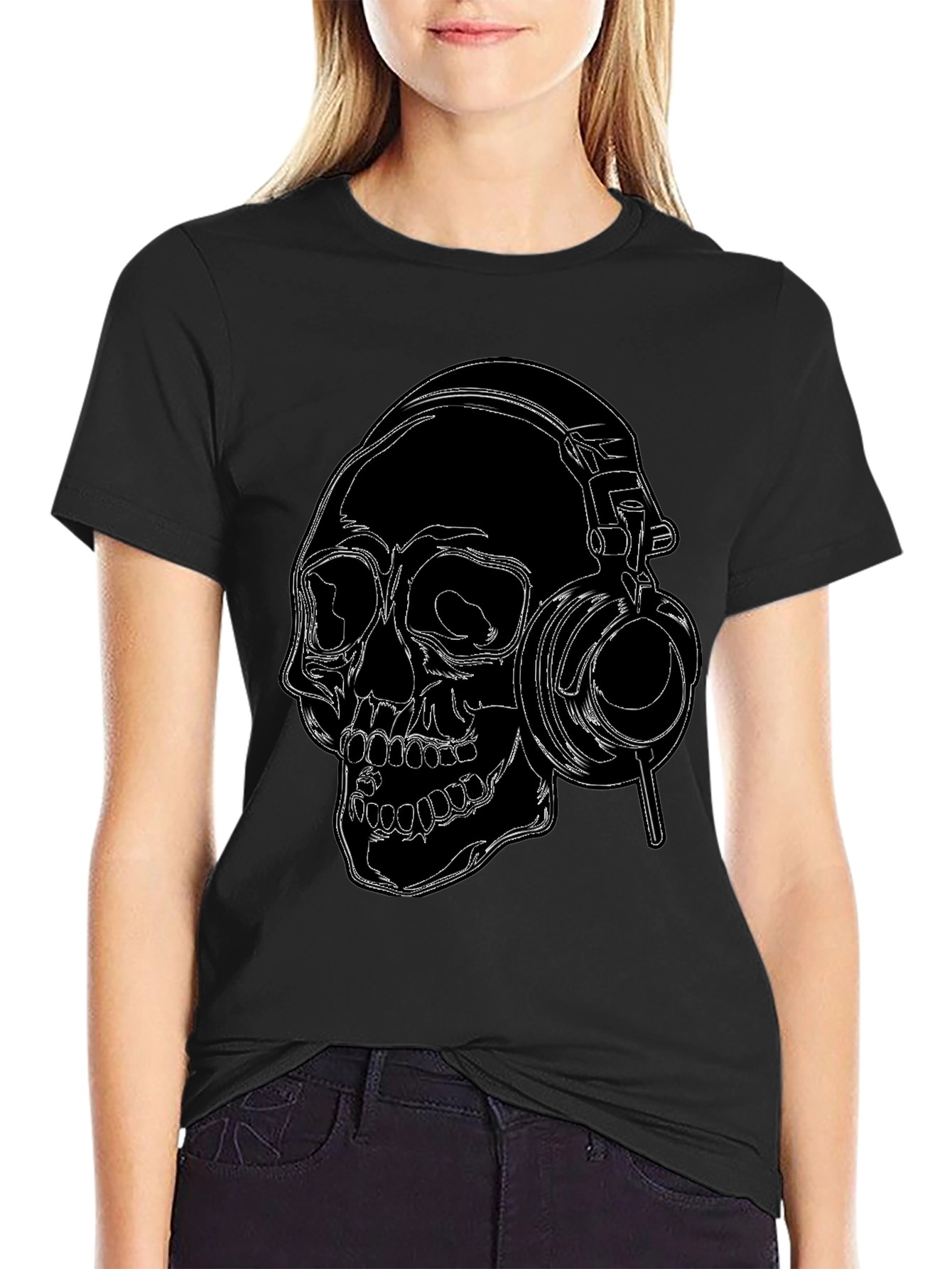 Skull With Headphones Graphic T-Shirt