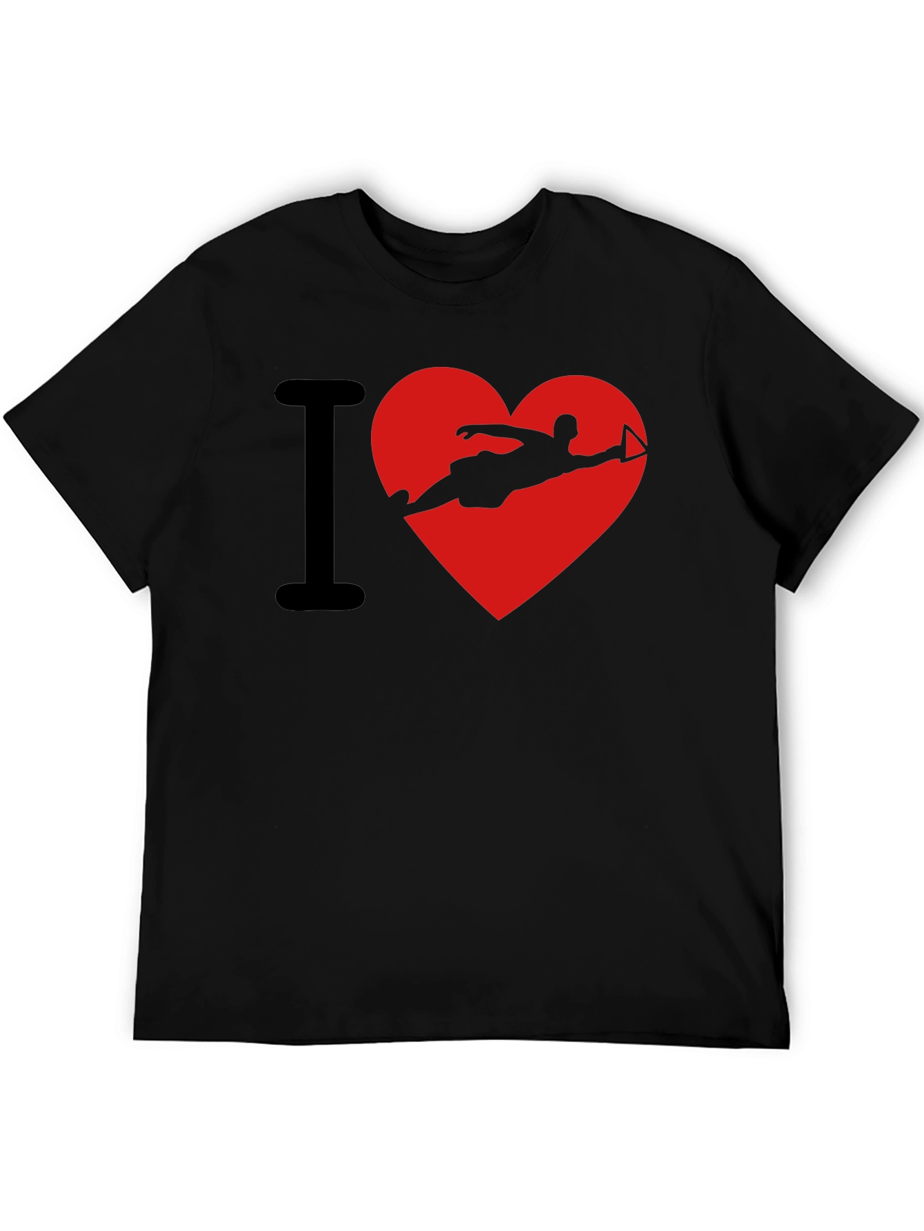 I Love Waterskiing Black T-Shirt