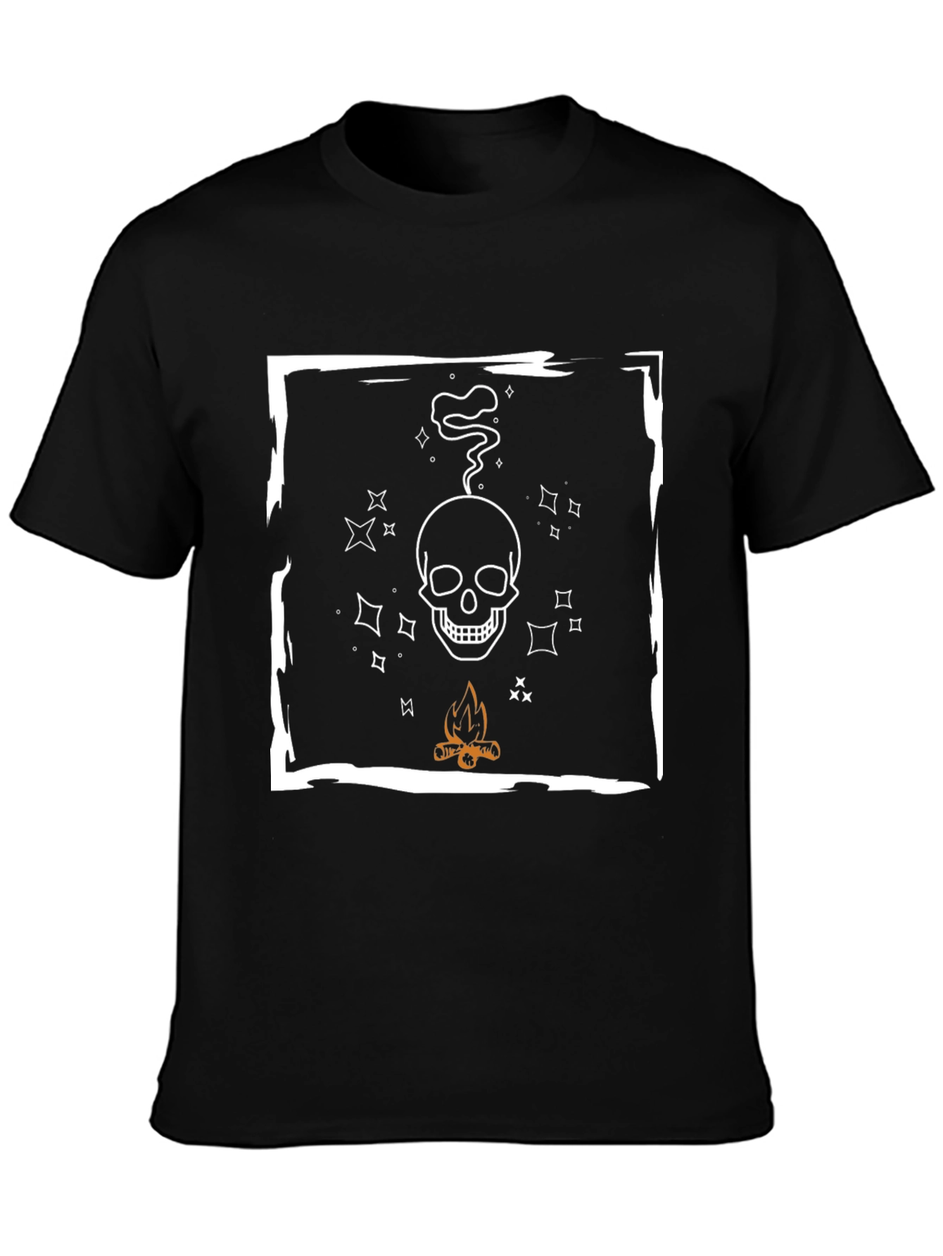 Skull & Campfire Graphic Tee - Cool Black T-Shirt