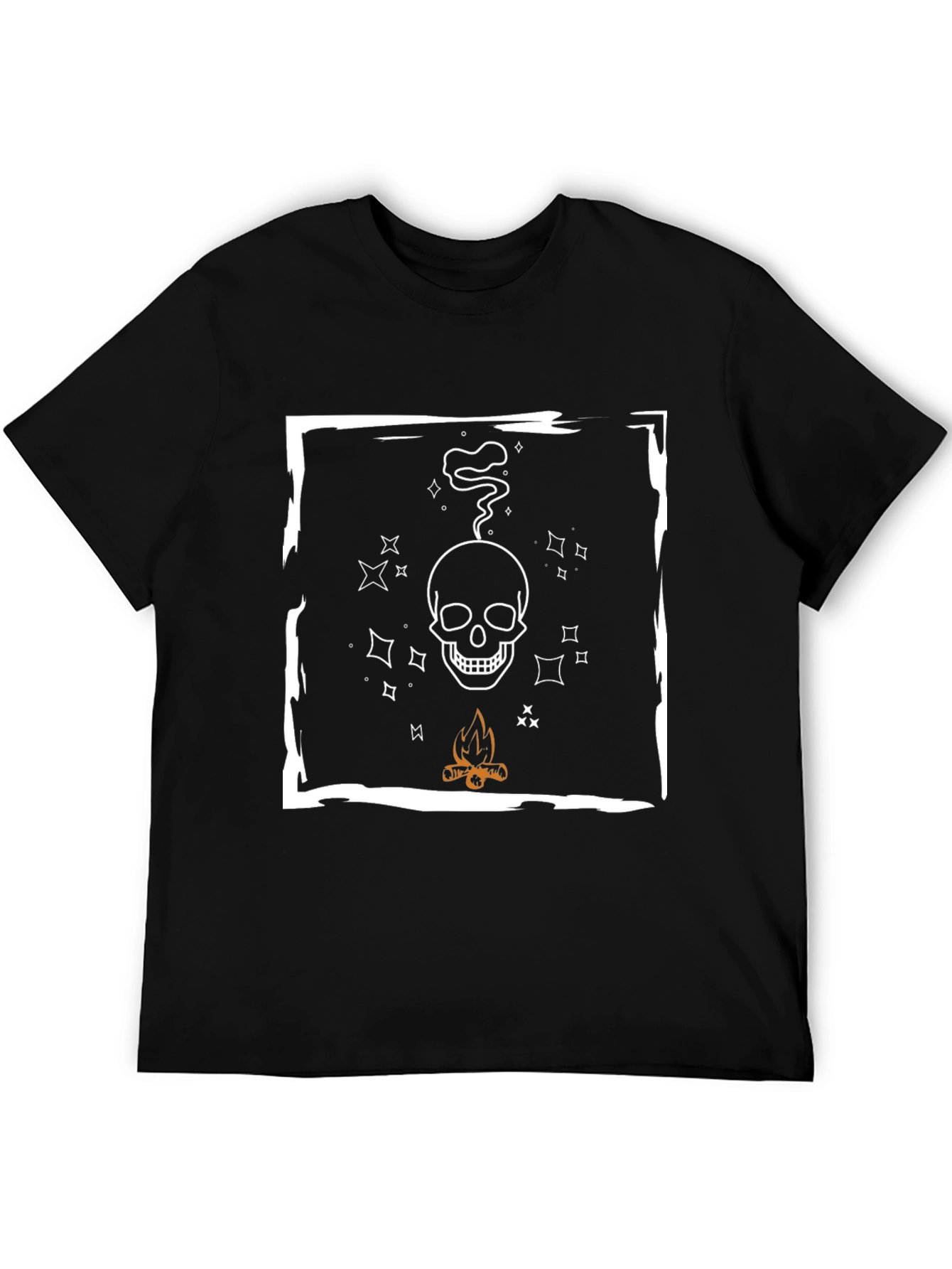 Skull & Campfire Graphic Tee - Cool Black T-Shirt