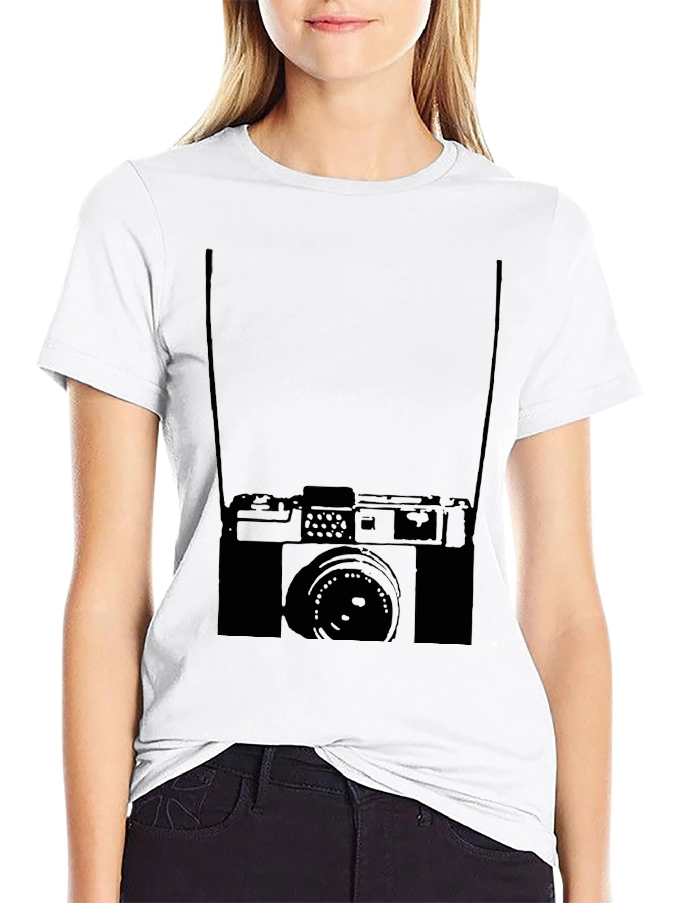 Retro Camera Graphic Black T-Shirt